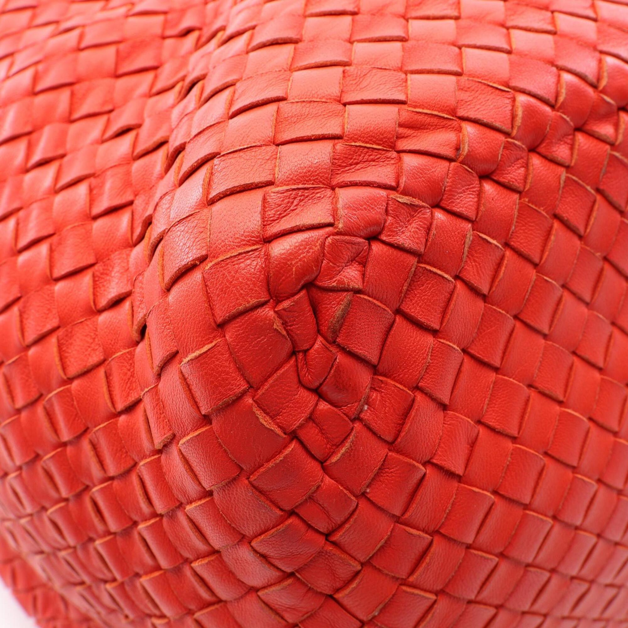 Bottega Veneta Red Color Leather Handbag Tote Bag (Pre-Owned)