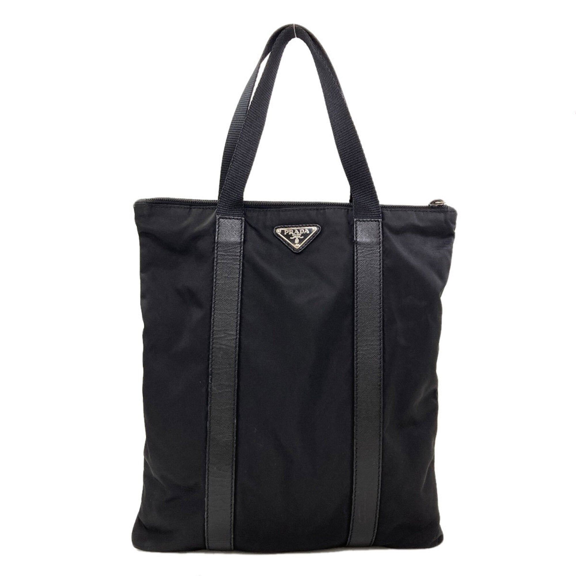 Prada Black Nylon Leather Handbag (Pre-Owned)