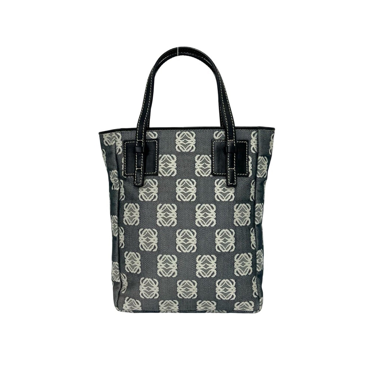 Loewe Black Gray Canvas Leather Handbag Tote Bag (Pre-Owned)
