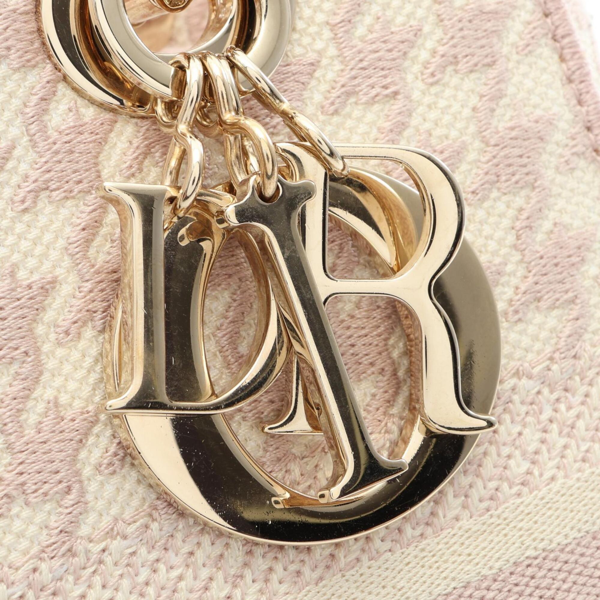 Christian Dior Ivory Pink Canvas Handbag (Pre-Owned)