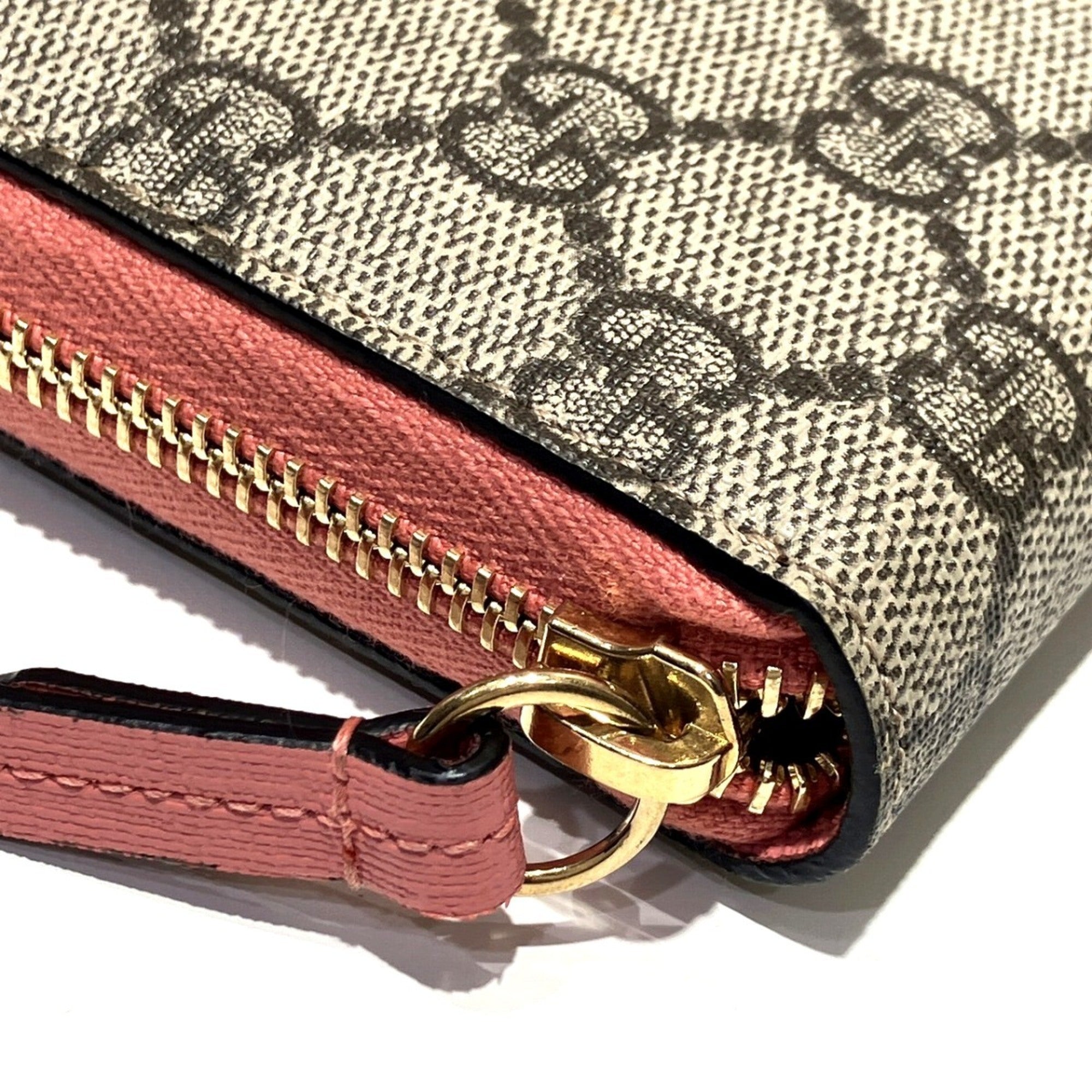 Gucci Brown Pink Leather Long Wallet (Bi-Fold) (Pre-Owned)