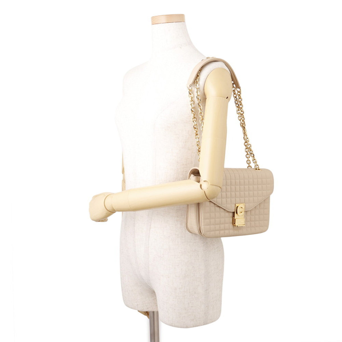 Celine Beige Leather Handbag Shoulder Bag (Pre-Owned)