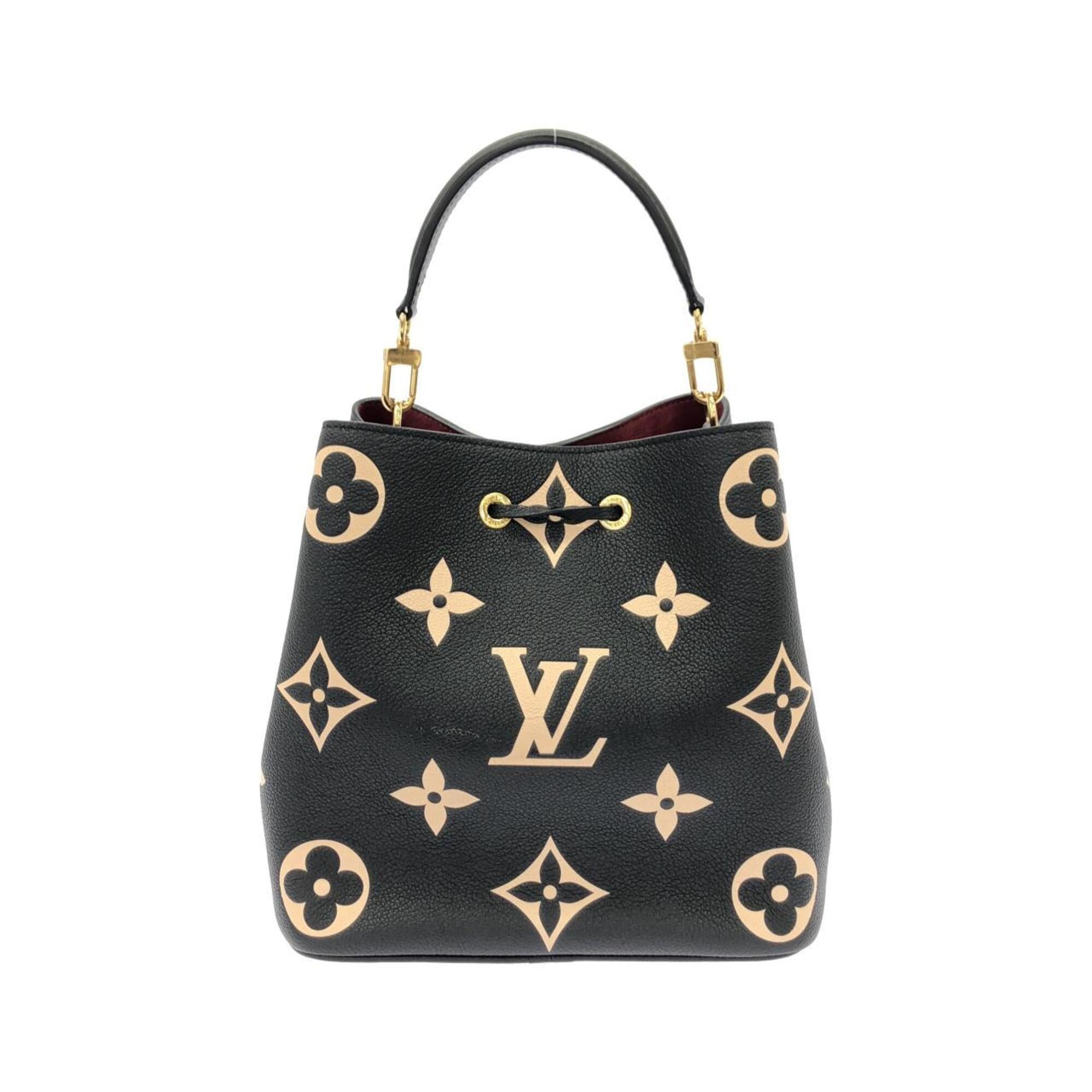 Louis Vuitton Beige Black Leather Pouch Shoulder Bag (Pre-Owned)