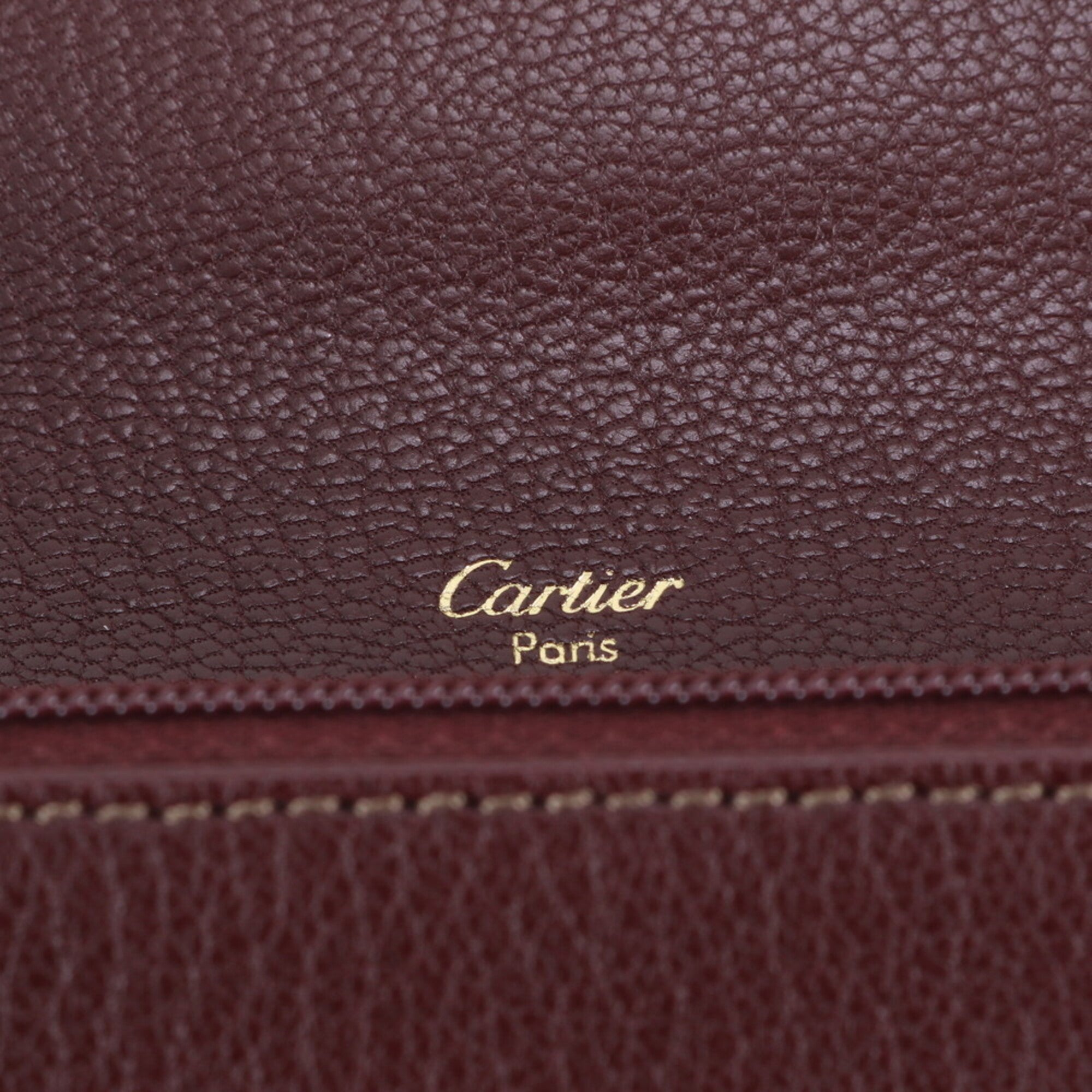Cartier Wine Red Leather Long Wallet (Bi-Fold) (Pre-Owned)