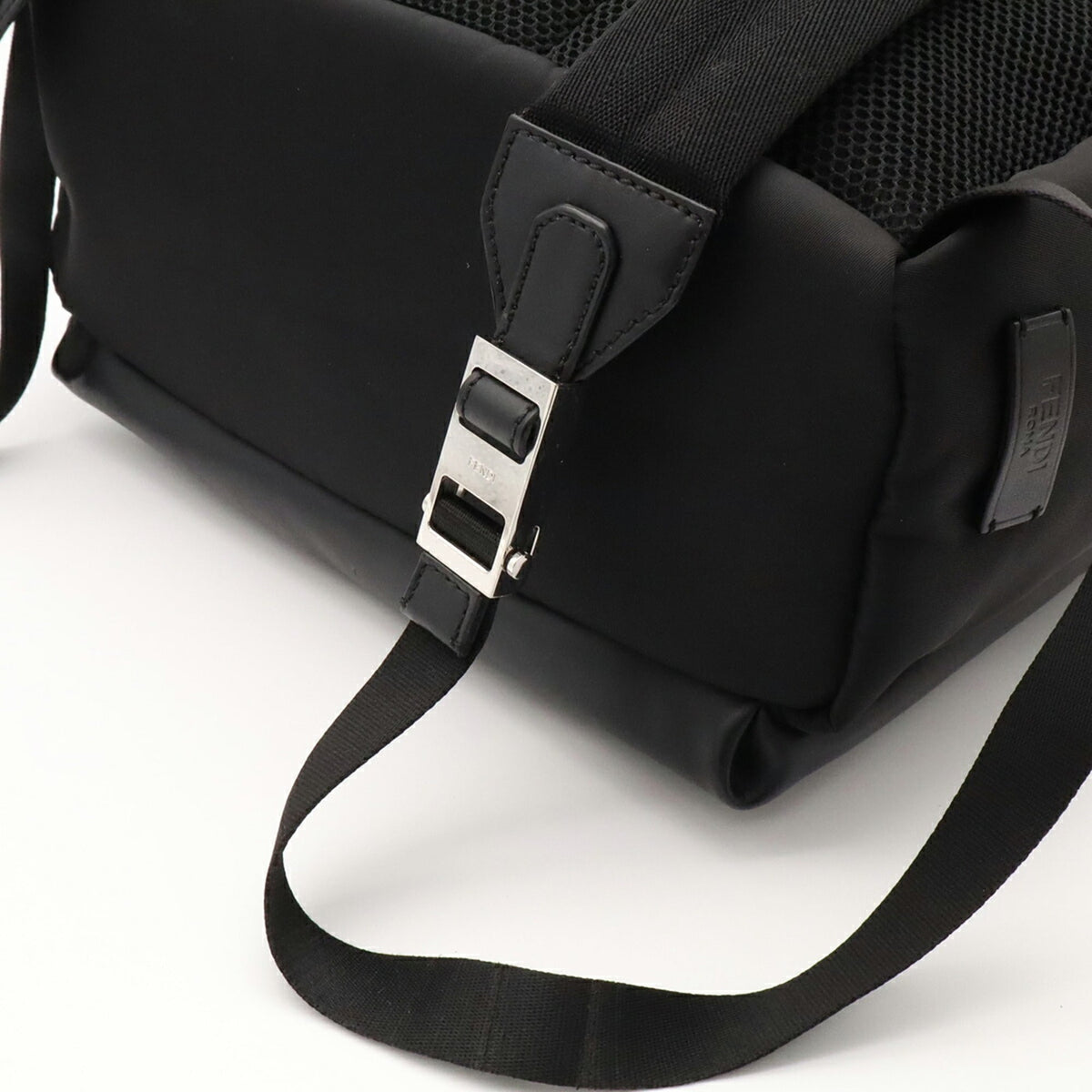 Fendi Black Leather Nylon Backpack Handbag (Pre-Owned)