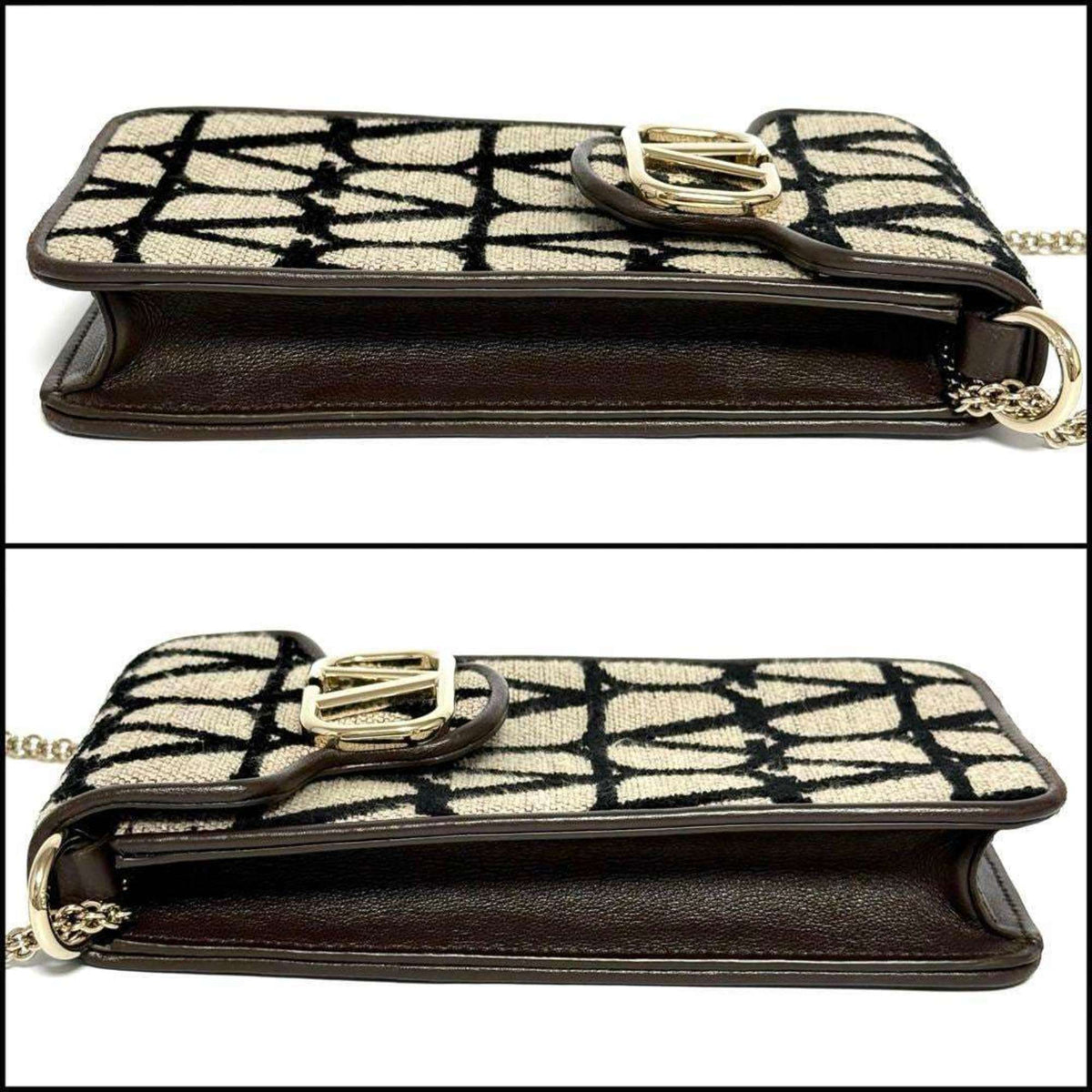 Valentino Leather Canvas Metal Pouch Shoulder Bag (Pre-Owned)