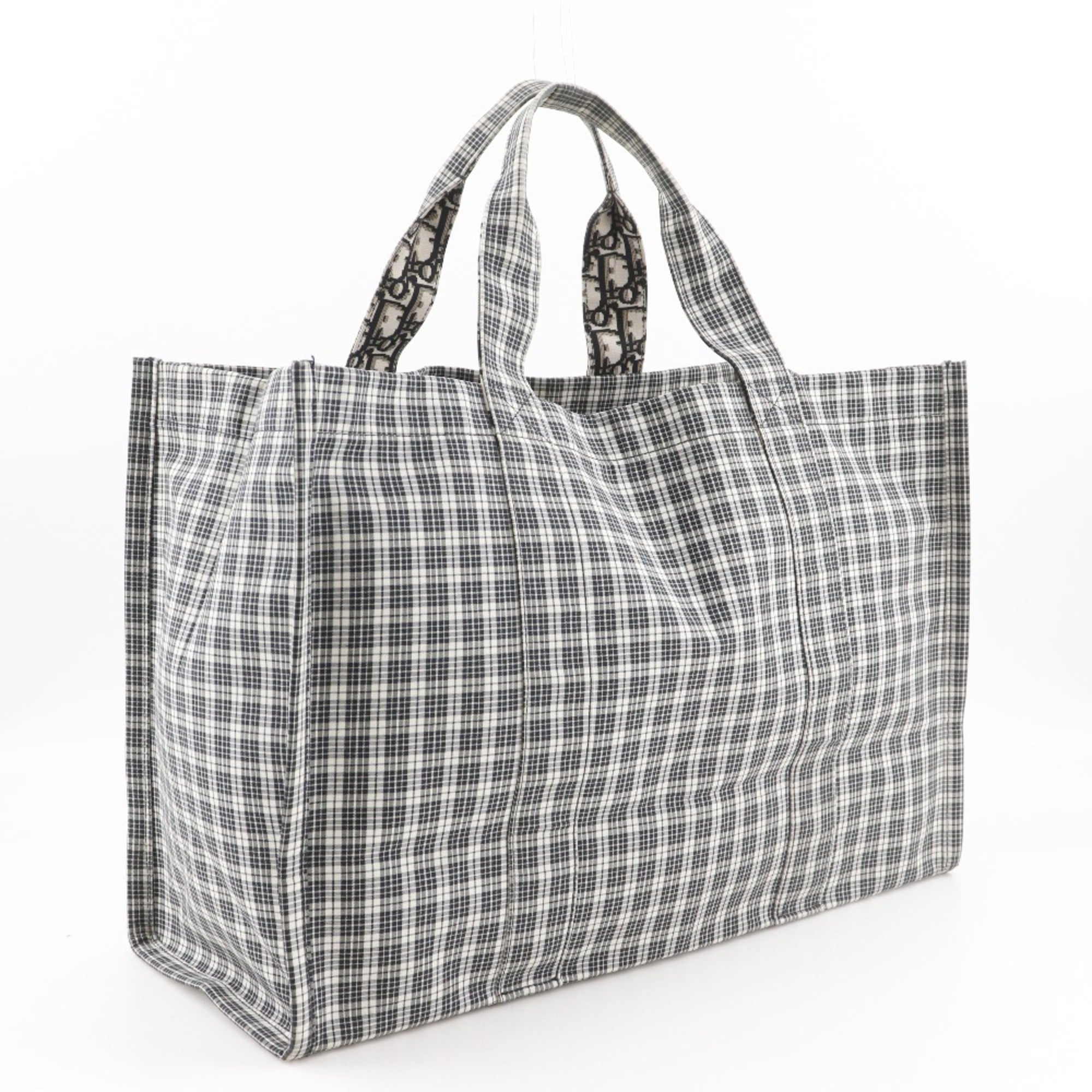 Christian Dior Black White Cotton Handbag Tote Bag (Pre-Owned)