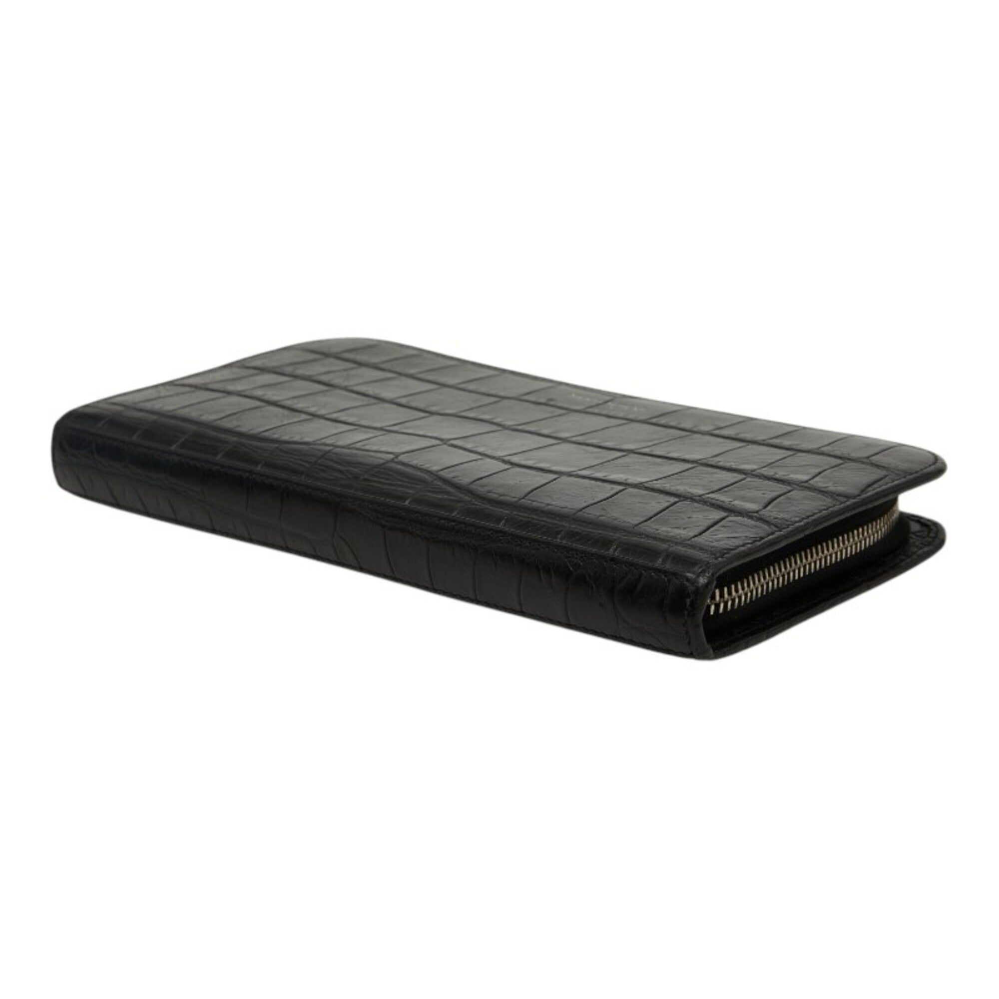 Saint Laurent Black Leather Long Wallet (Bi-Fold) (Pre-Owned)