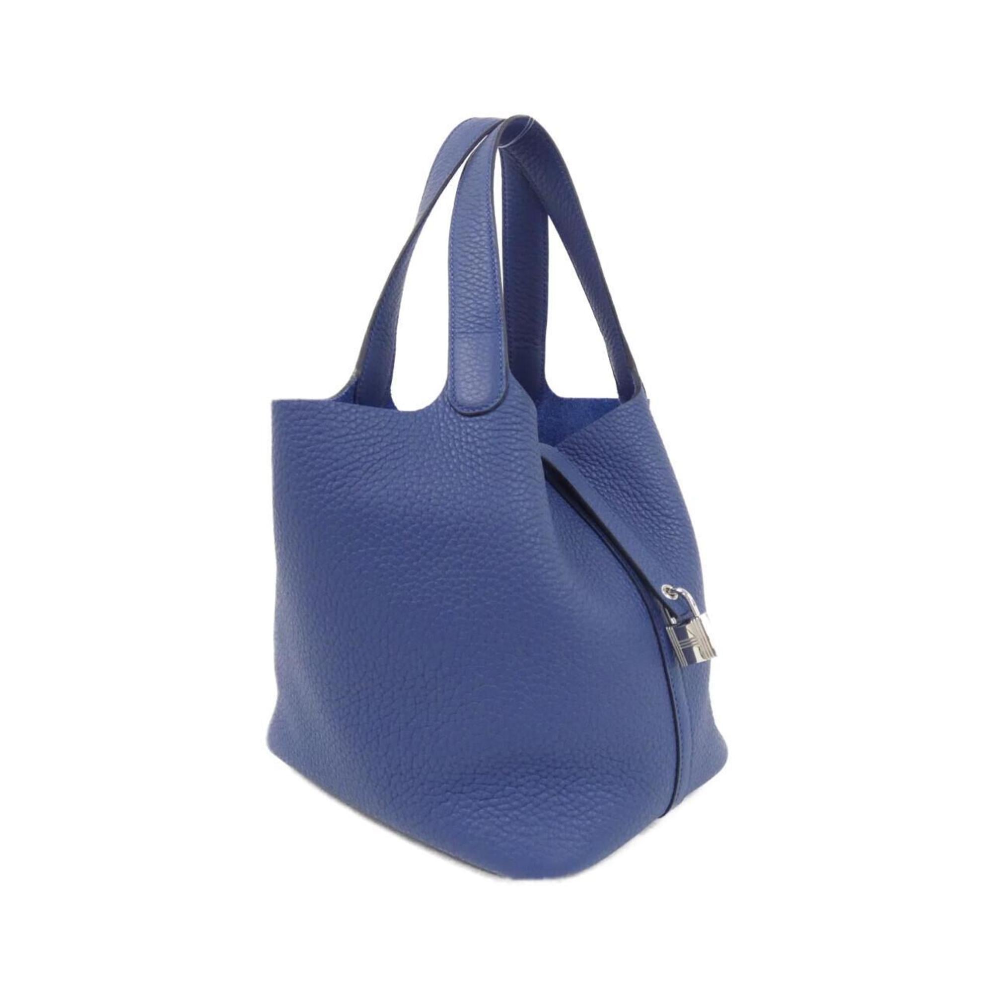 Hermes Blue Taurillon Clemence Leather Handbag (Pre-Owned)