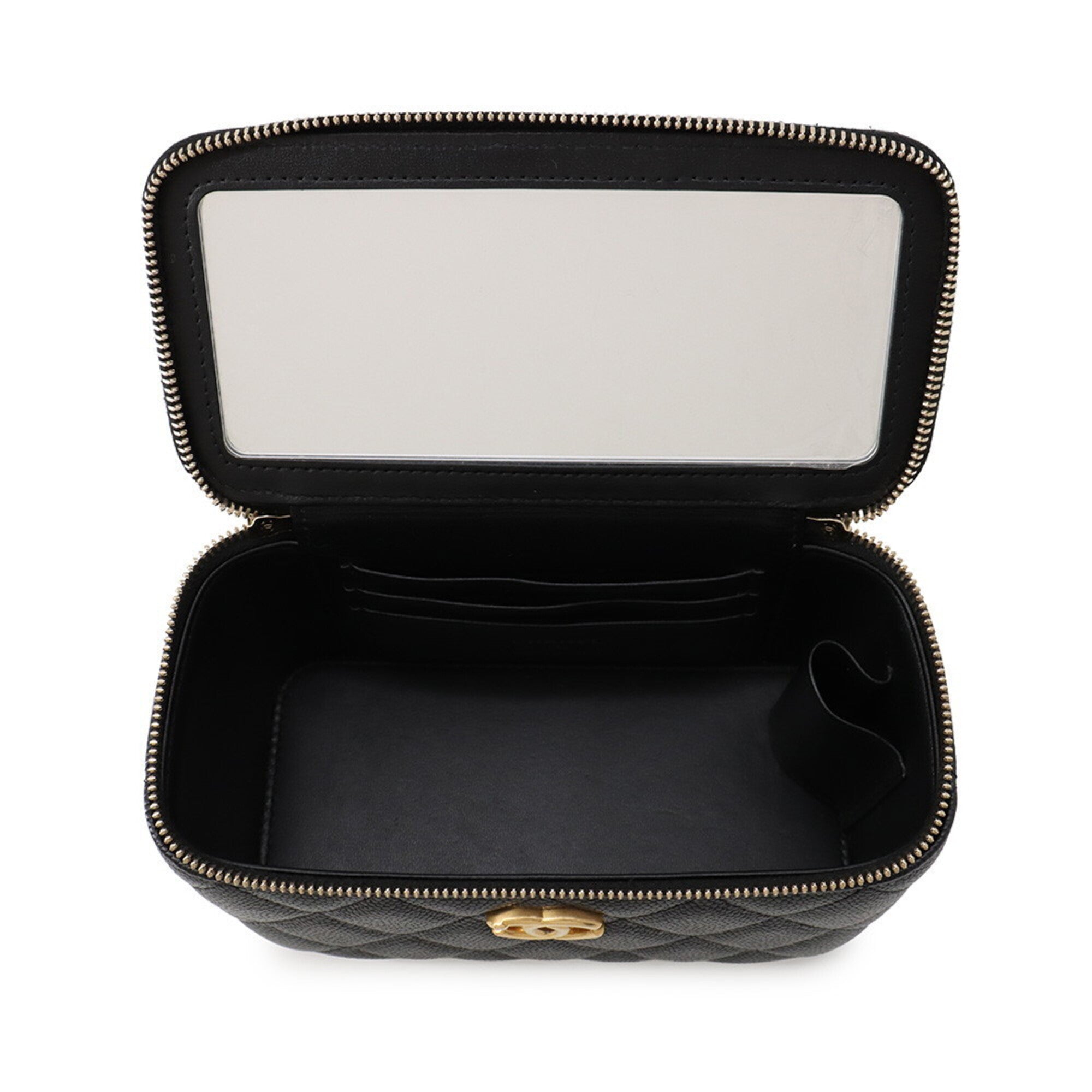 Chanel Black Grained Calfskin Shoulder Bag Vanity Bag (Pre-Owned)