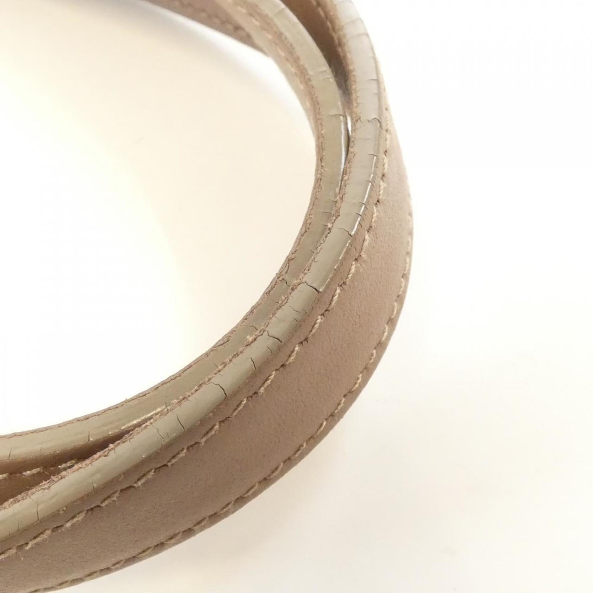 Bvlgari Beige Beige Brown Leather Handbag (Pre-Owned)