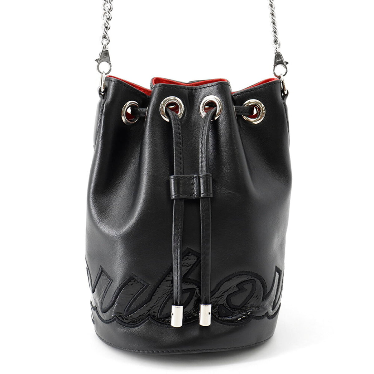 Christian Louboutin Black Red Color Leather Shoulder Bag (Pre-Owned)