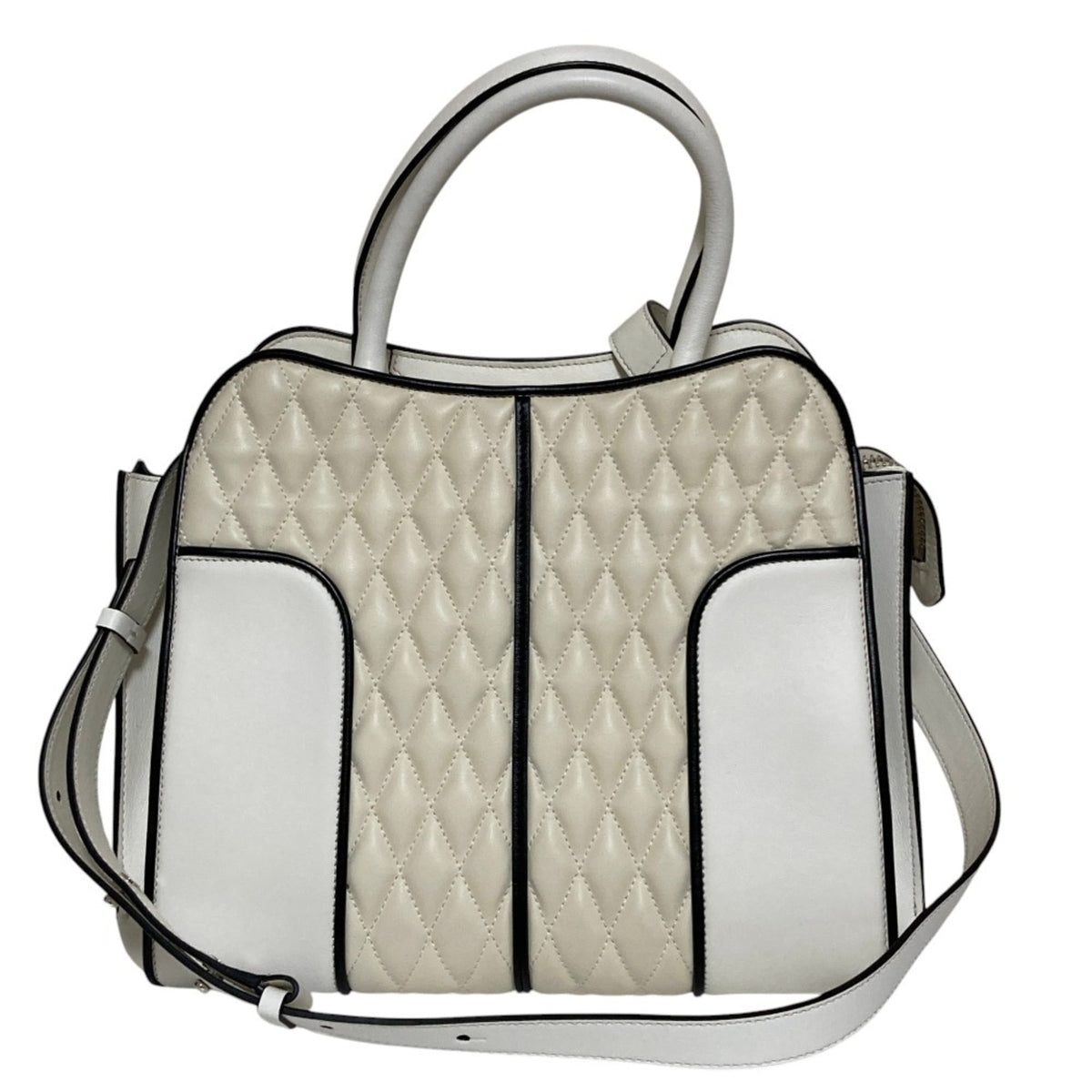 Tod's White Quilting Leather Handbag Shoulder Bag (Pre-Owned)
