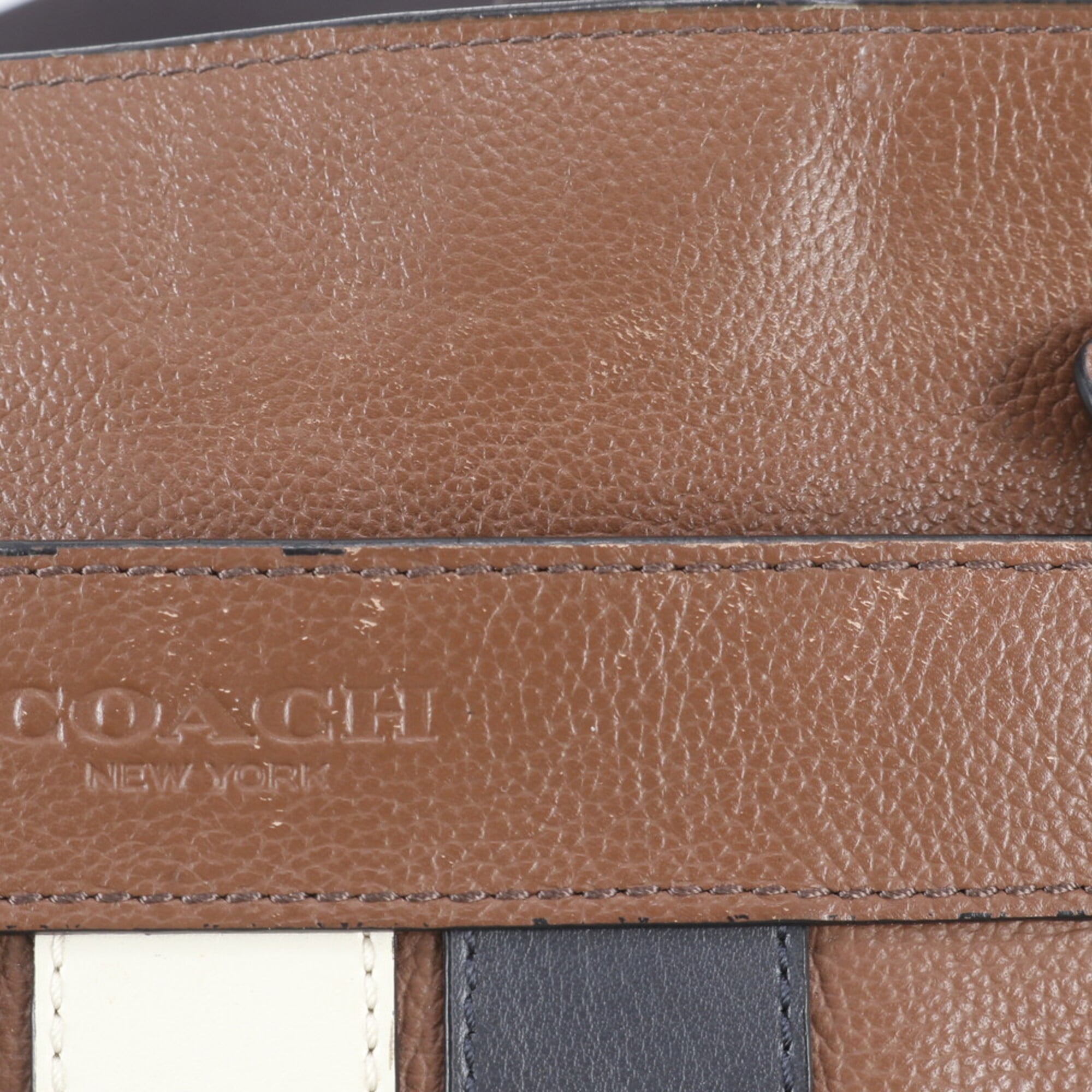 Coach Brown Navy Leather Messenger Bag Shoulder Bag (Pre-Owned)