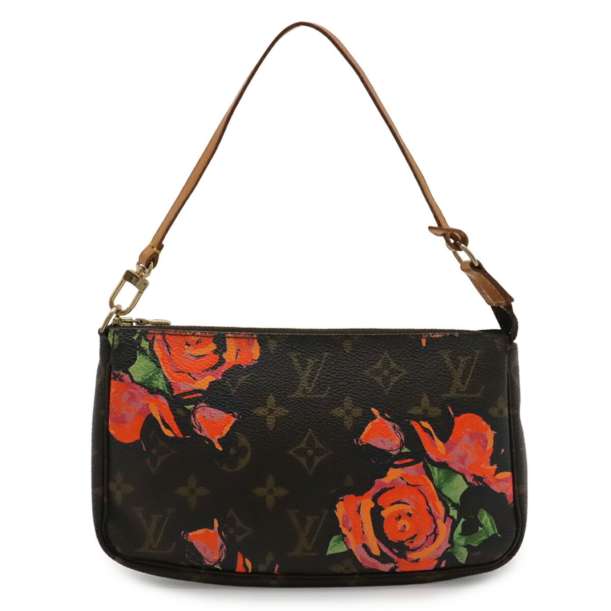 Louis Vuitton Brown Orange Monogram Rose Handbag Pochette Pouch (Pre-Owned)