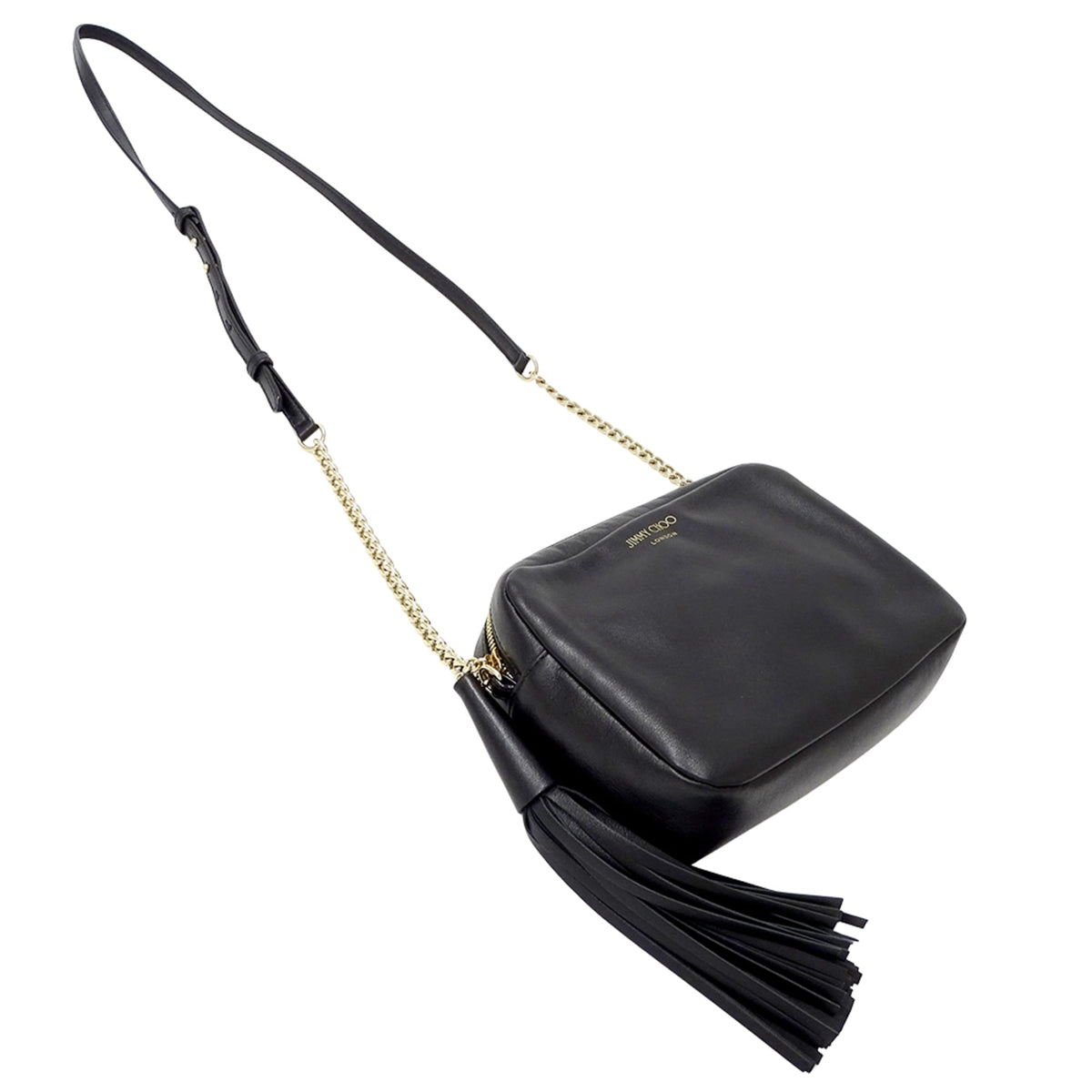 Jimmy Choo Black Leather Handbag Shoulder Bag (Pre-Owned)