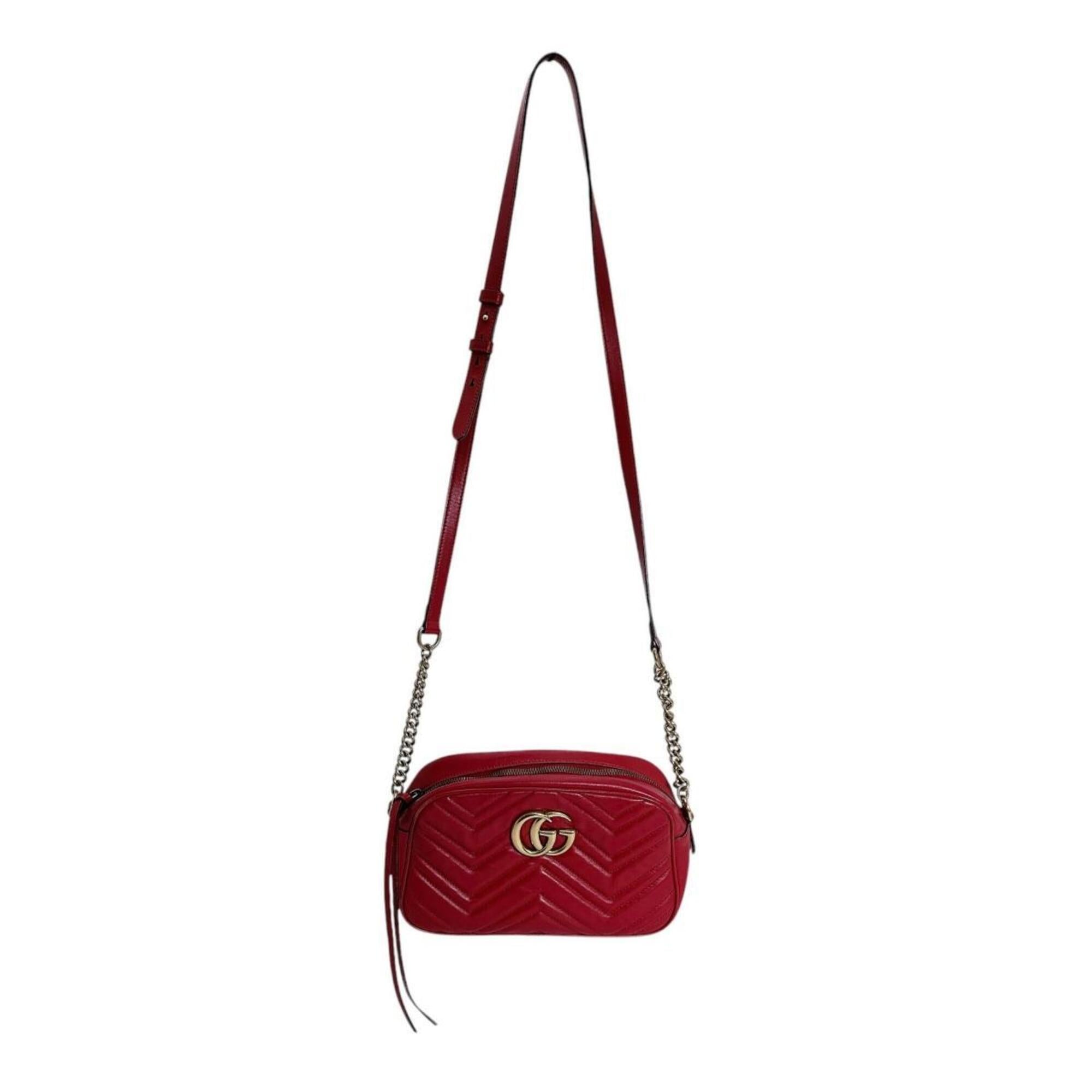 Gucci Red Color Leather Shoulder Bag Sling Bag (Pre-Owned)