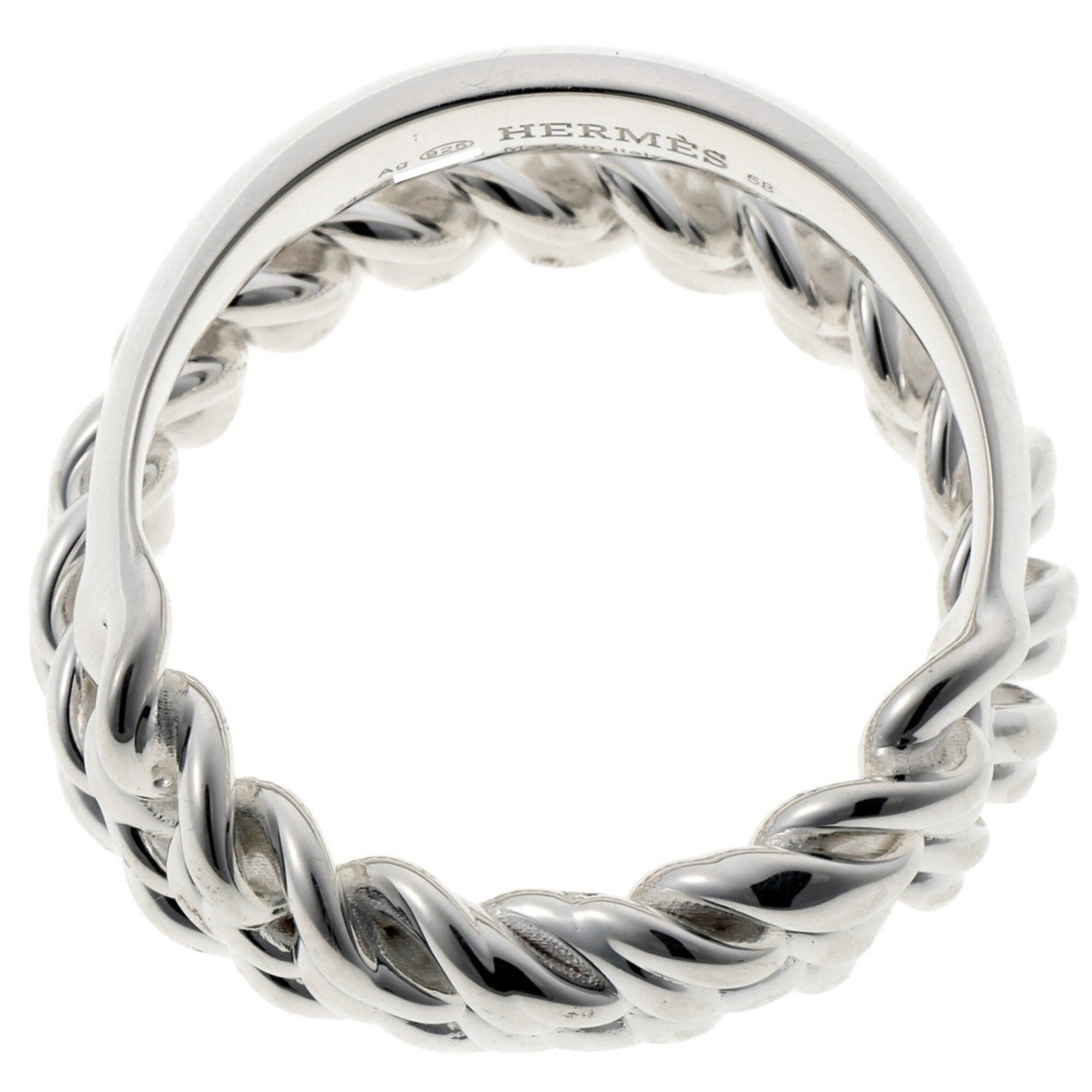 Hermes Silver Silver 925 Band Ring (Pre-Owned)