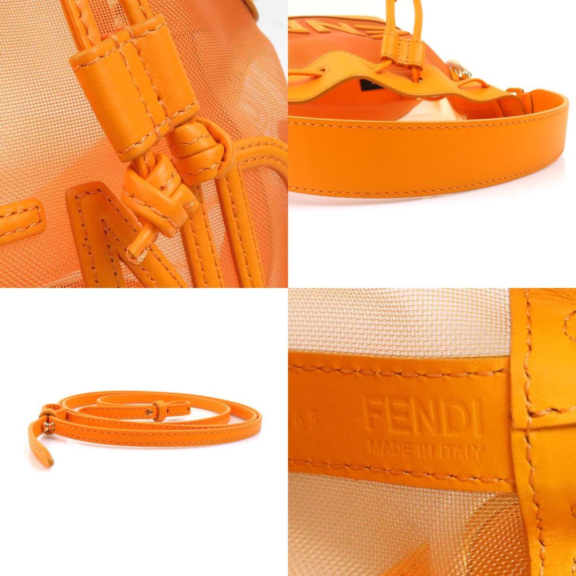 Fendi Orange Leather Mesh Handbag Shoulder Bag (Pre-Owned)