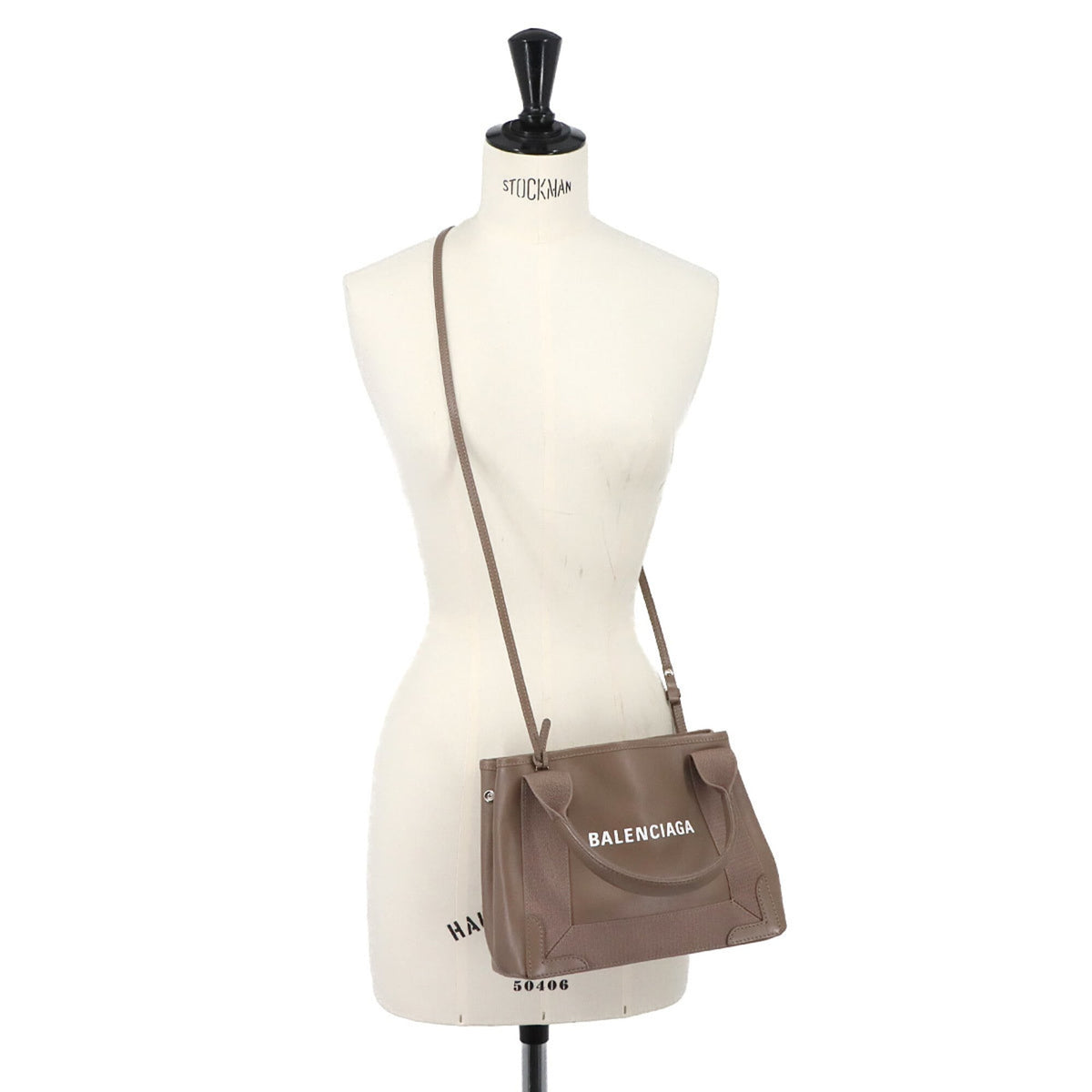 Balenciaga Brown Leather Canvas Handbag Pouch Tote Bag (Pre-Owned)