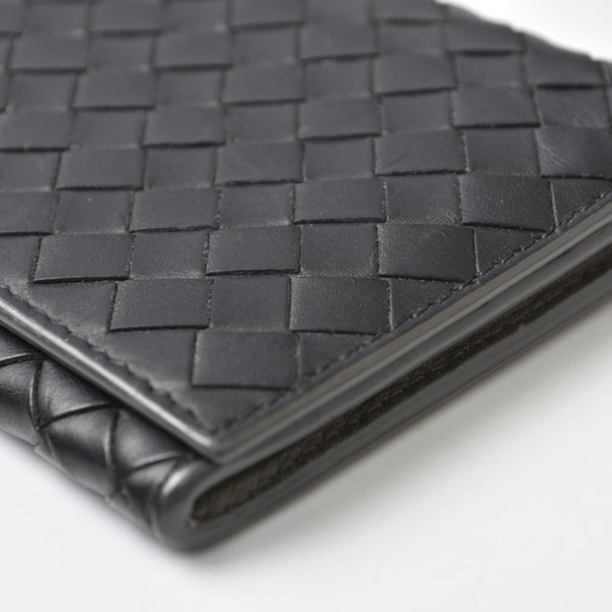 Bottega Veneta Black Khaki Leather Coin Purse/Coin Case (Pre-Owned)