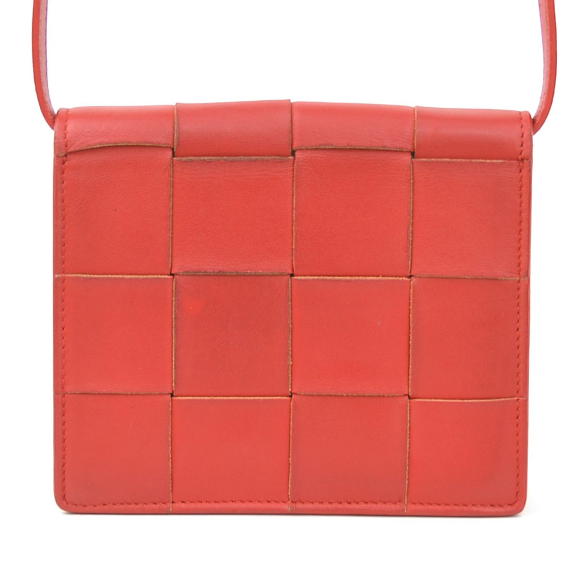 Bottega Veneta Red Color Leather Shoulder Bag (Pre-Owned)