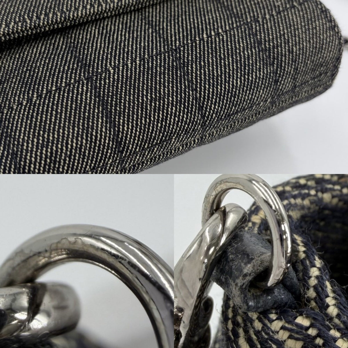 Chanel Gray Denim Handbag Shoulder Bag (Pre-Owned)