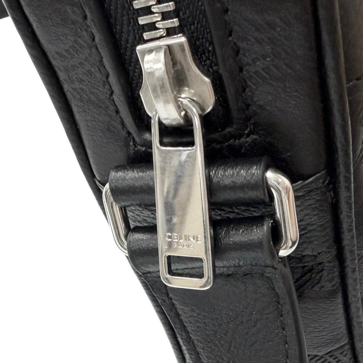 Celine Black Leather Messenger Bag Shoulder Bag (Pre-Owned)