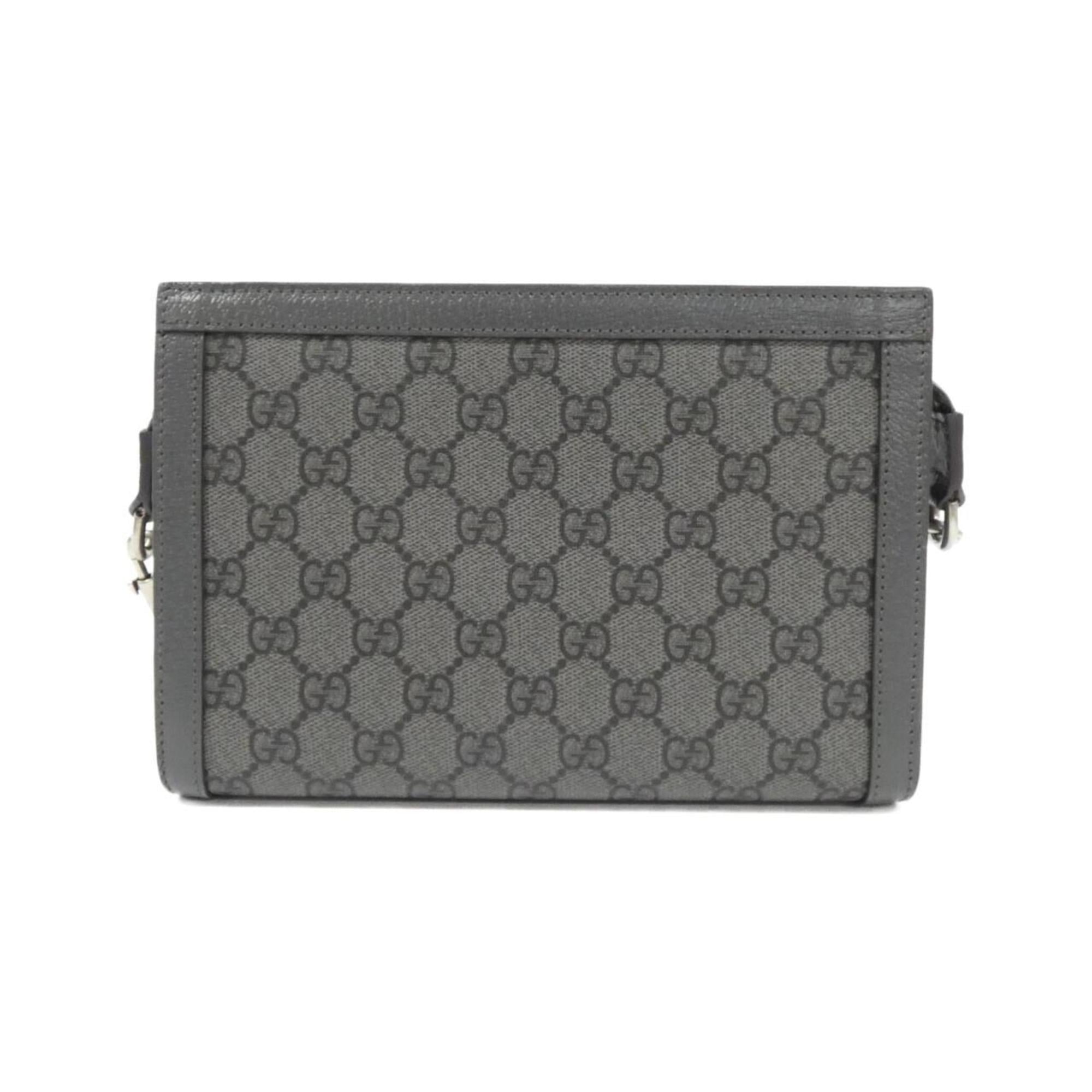 Gucci Ophidia Black Gray Gg Supreme Leather Shoulder Bag (Pre-Owned)