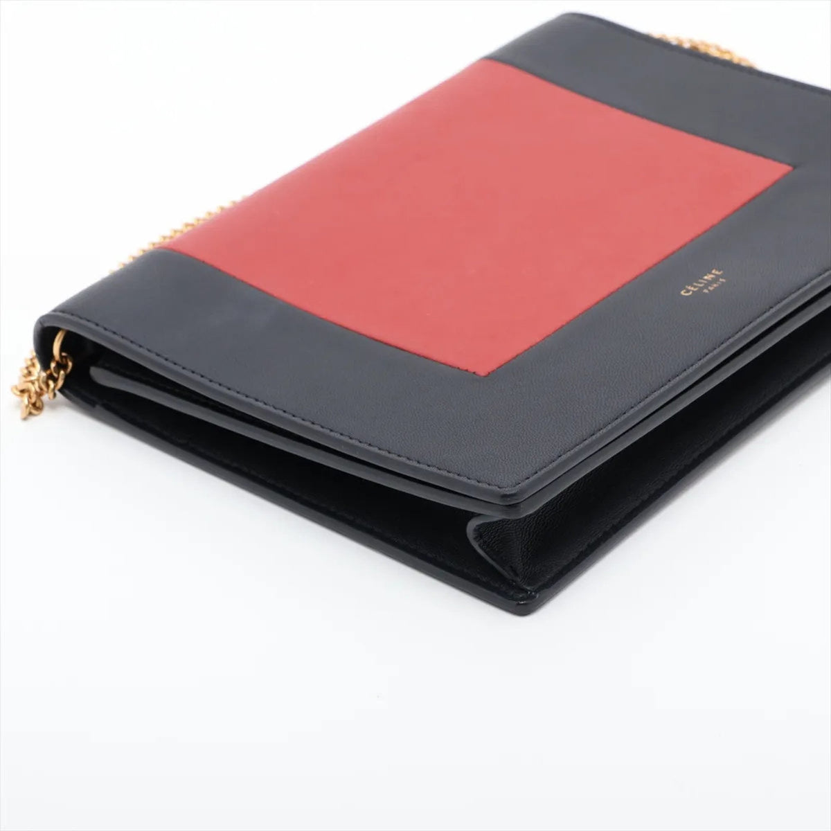 Celine Navy Red Color Leather Crossbody Bag Shoulder Bag (Pre-Owned)