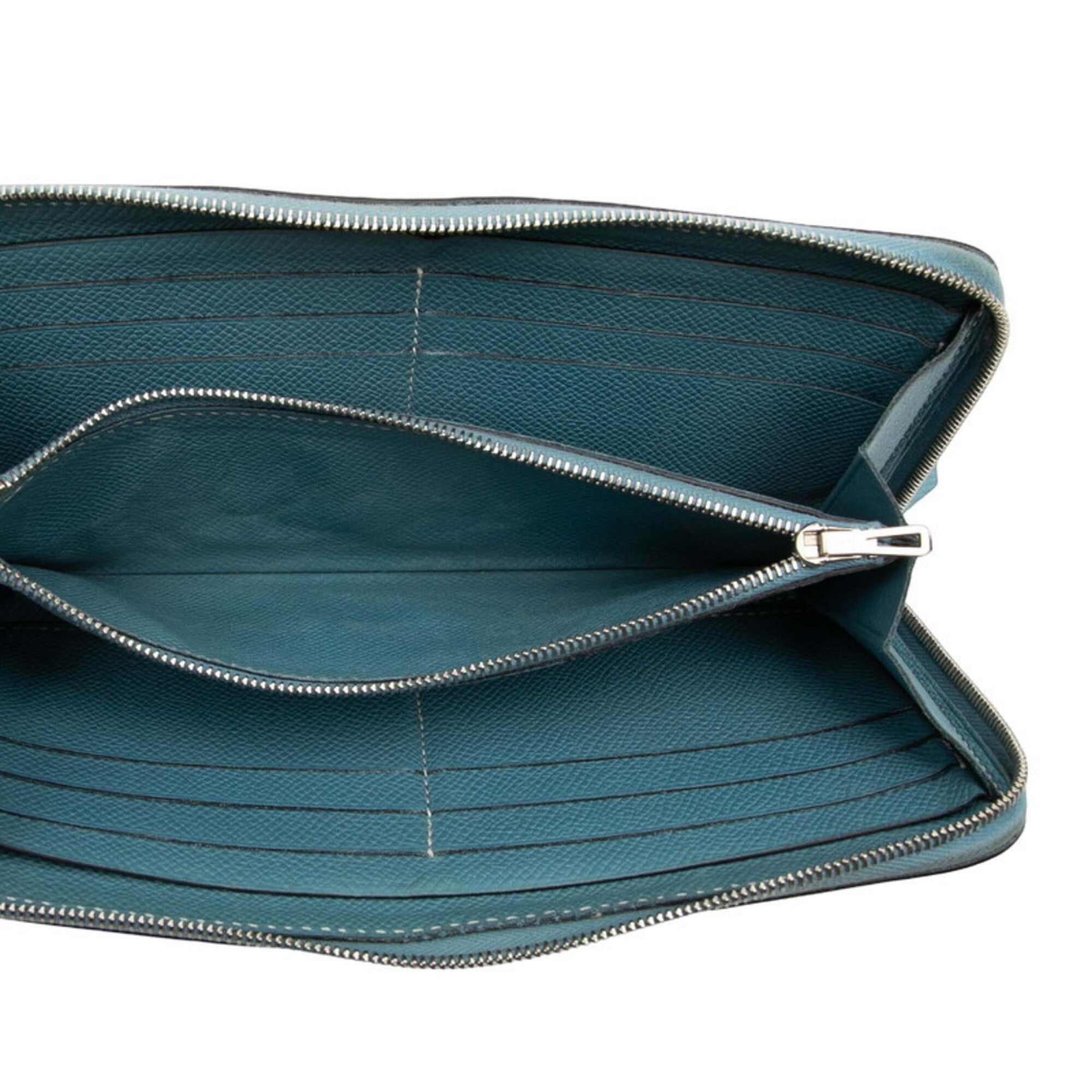 Hermes Blue Epsom Leather Long Wallet (Bi-Fold) (Pre-Owned)