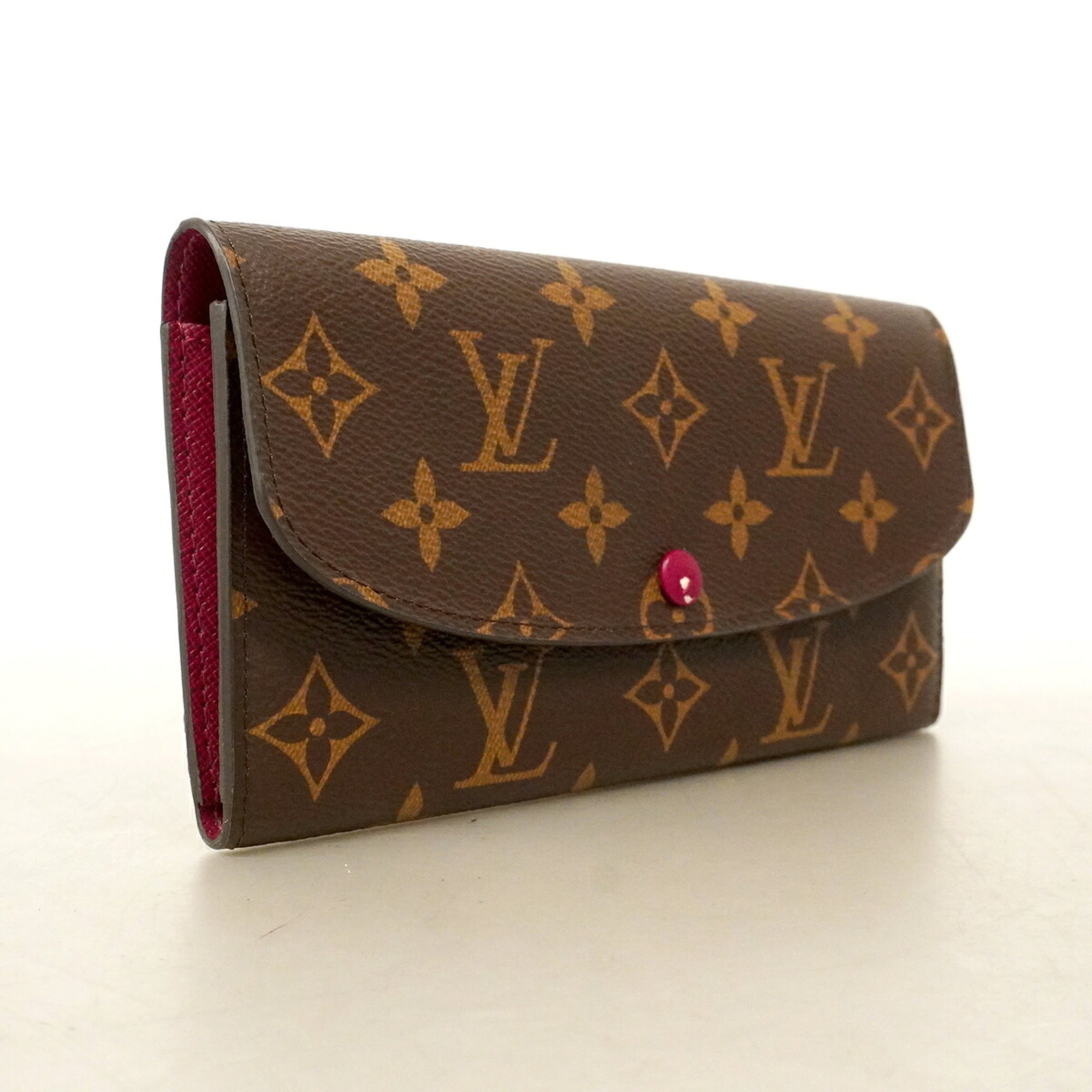 Louis Vuitton Brown Fuchsia Long Wallet (Bi-Fold) (Pre-Owned)