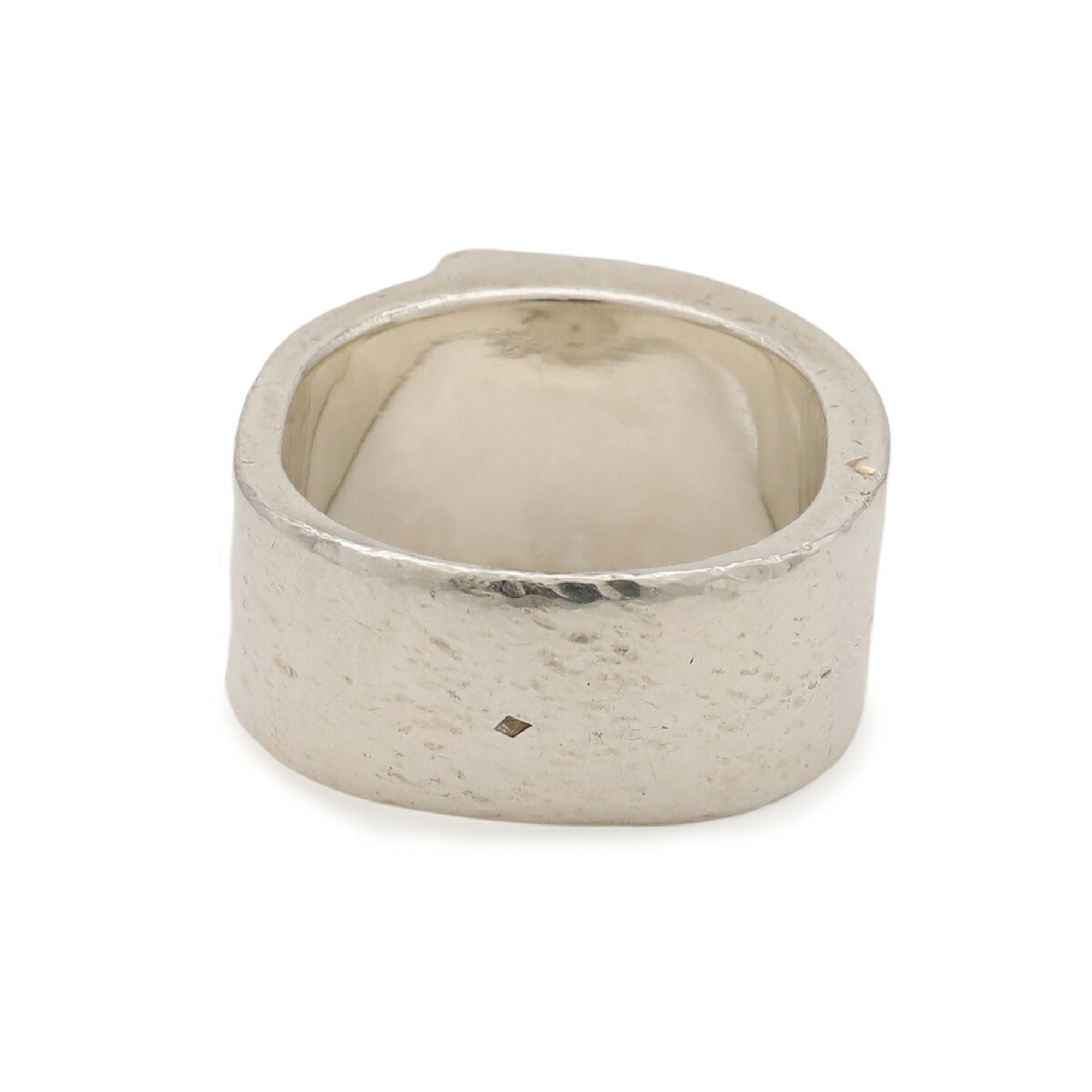 Hermes Silver Blue Silver 925 Band Ring (Pre-Owned)