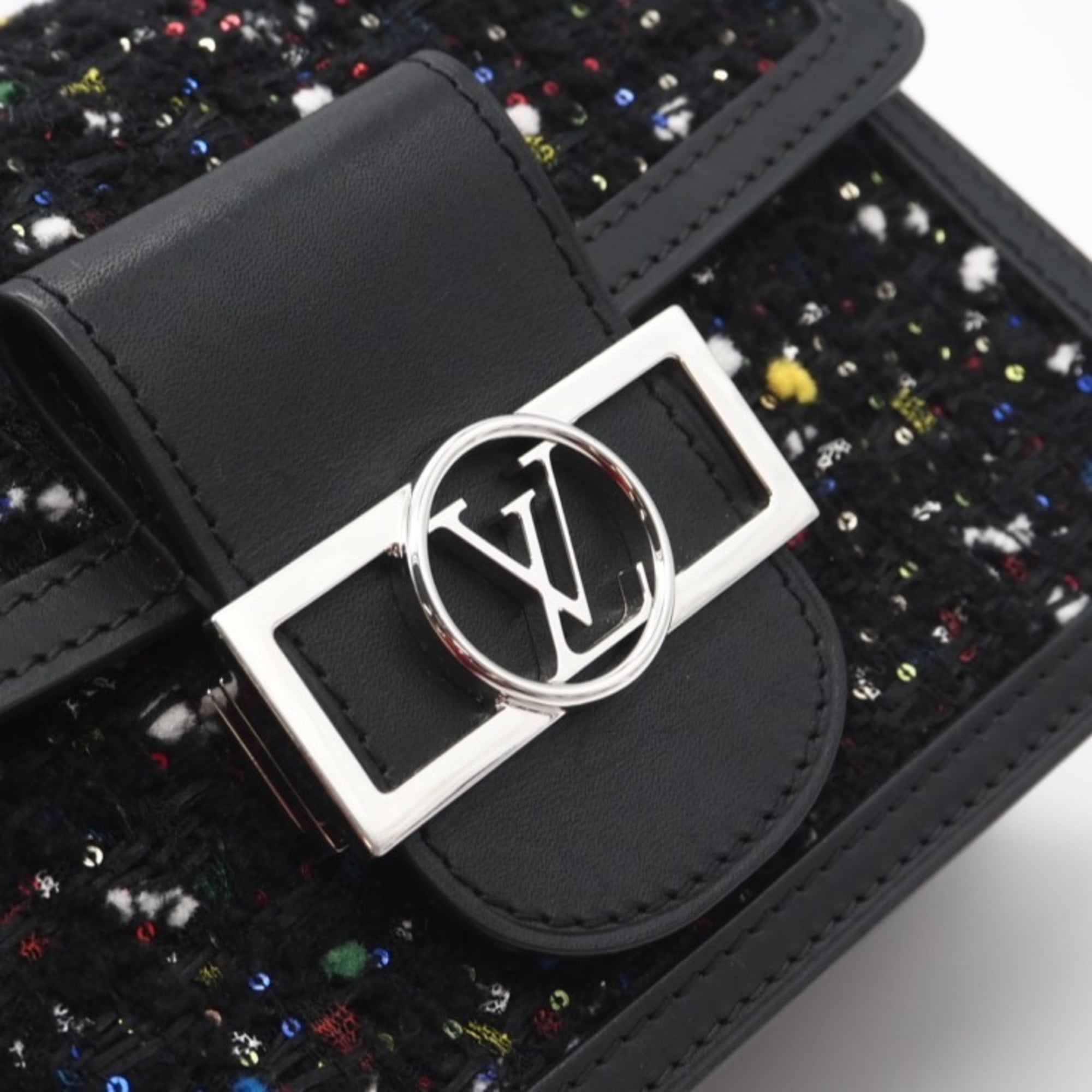 Louis Vuitton Black Multi-Color Tweed Spangles Leather Shoulder Bag (Pre-Owned)