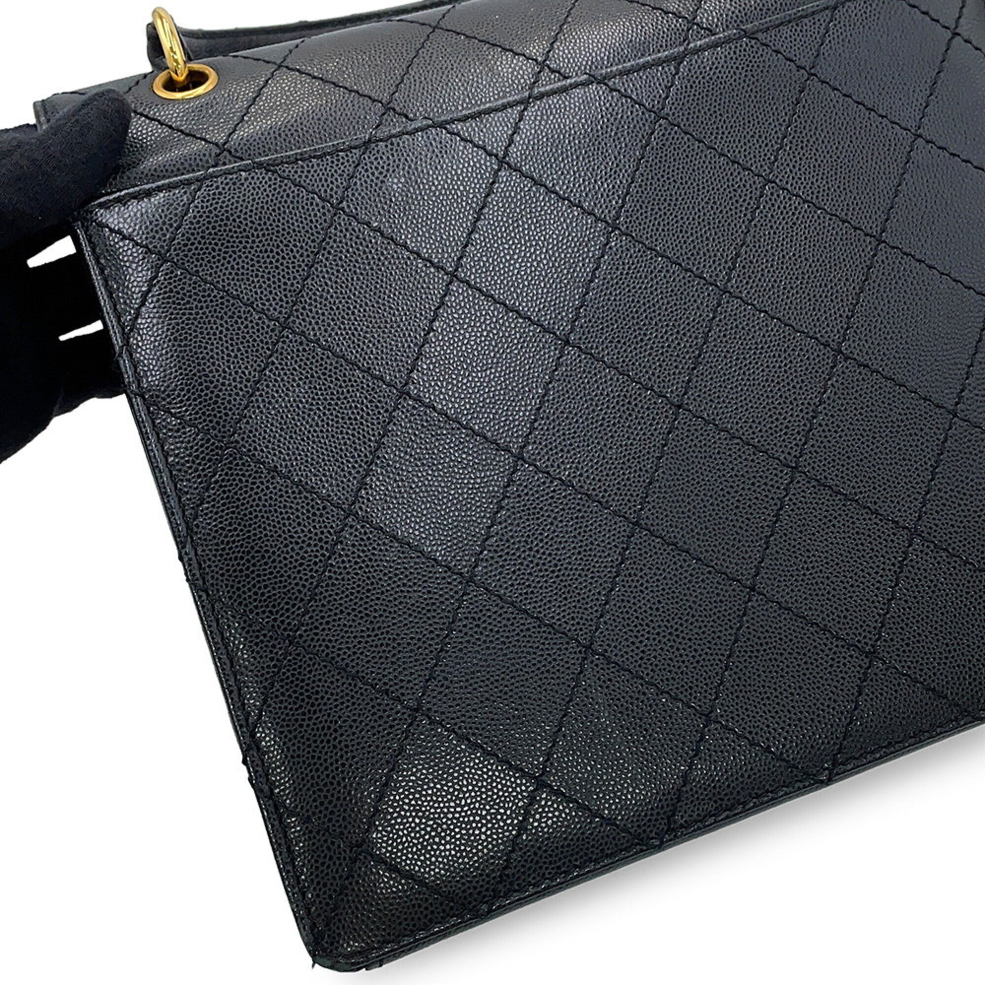 Chanel Black Grained Calfskin Handbag (Pre-Owned)