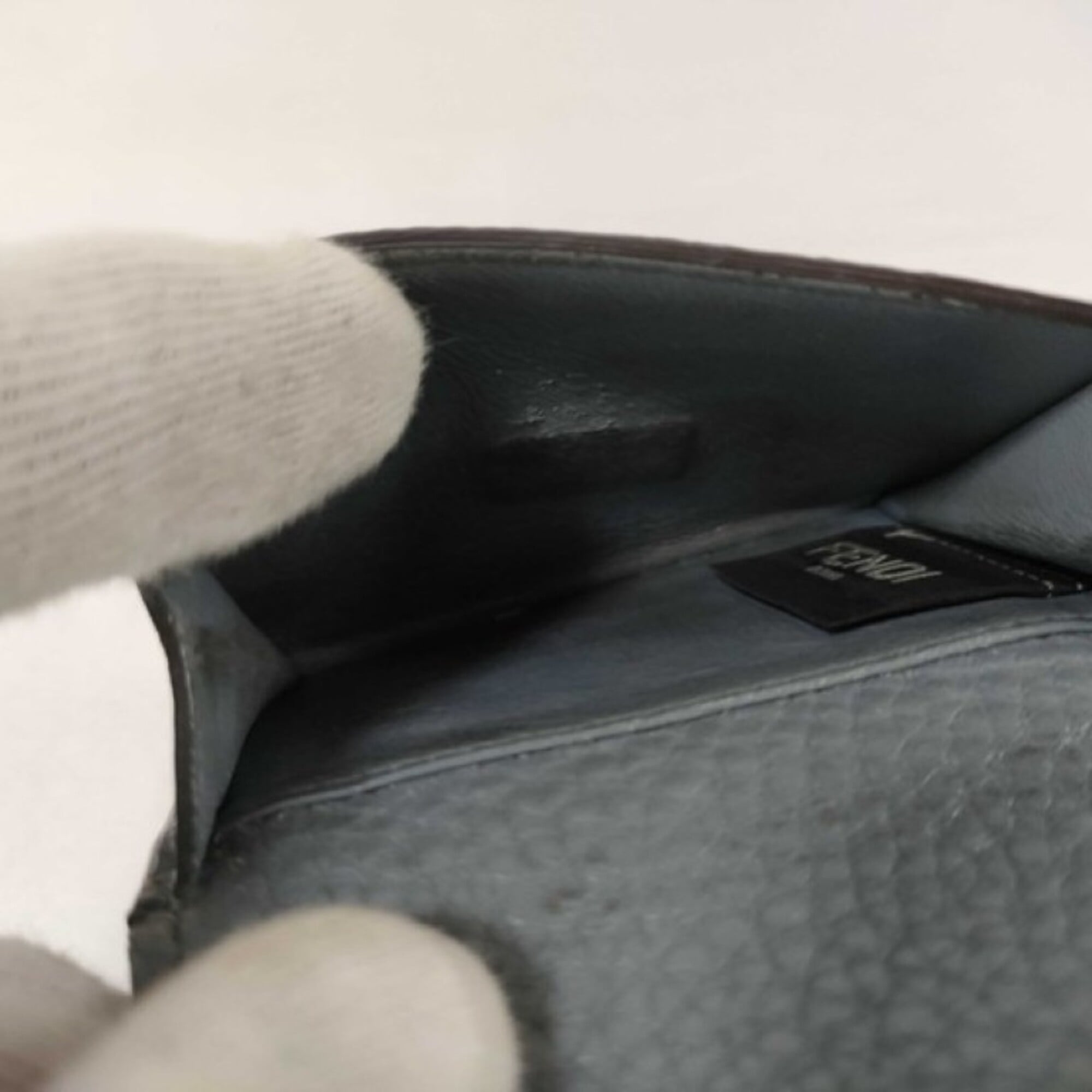Fendi Gray Leather Wallet (Tri-Fold) (Pre-Owned)