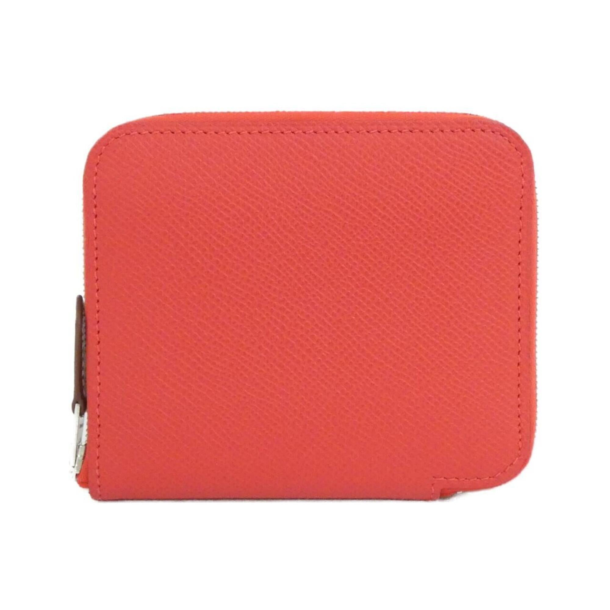 Hermes Red Color Silk Epsom Leather Wallet (Bi-Fold) (Pre-Owned)