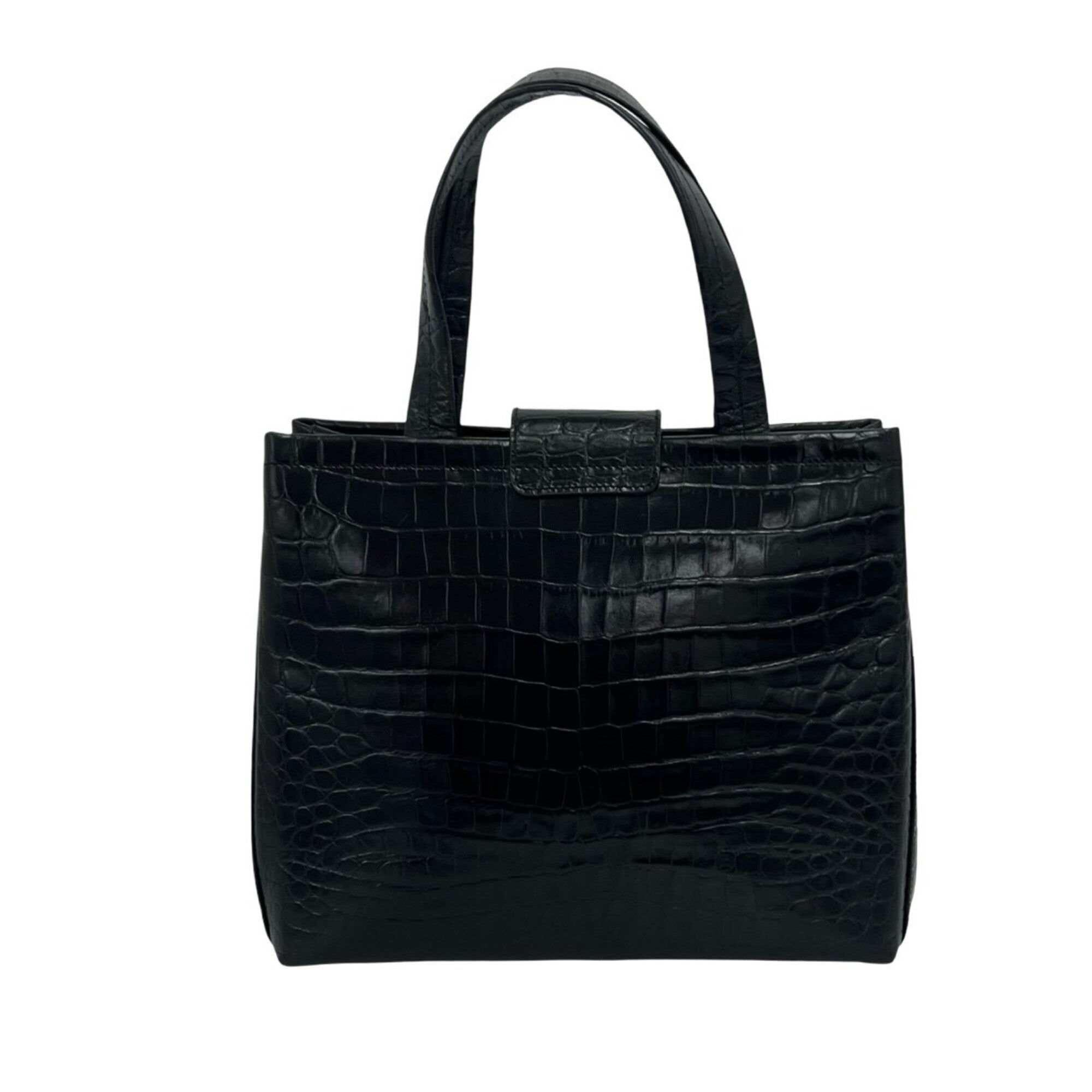 Salvatore Ferragamo Black Leather Handbag Tote Bag (Pre-Owned)
