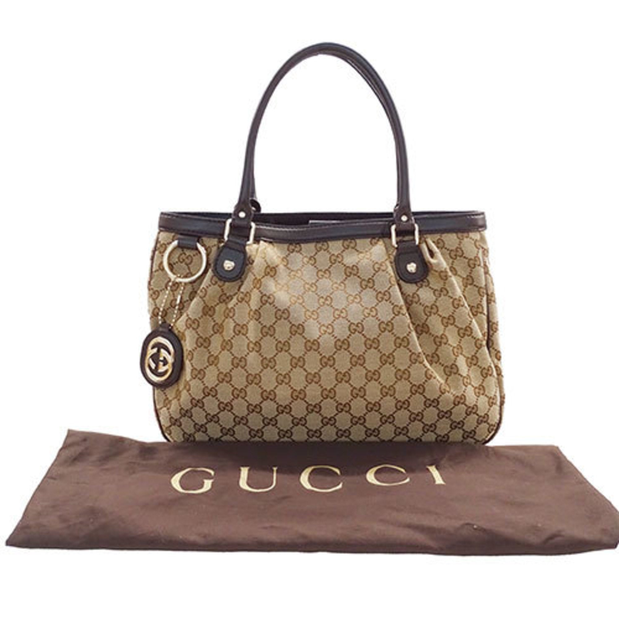 Gucci Beige Brown Gg Canvas Tote Bag (Pre-Owned)