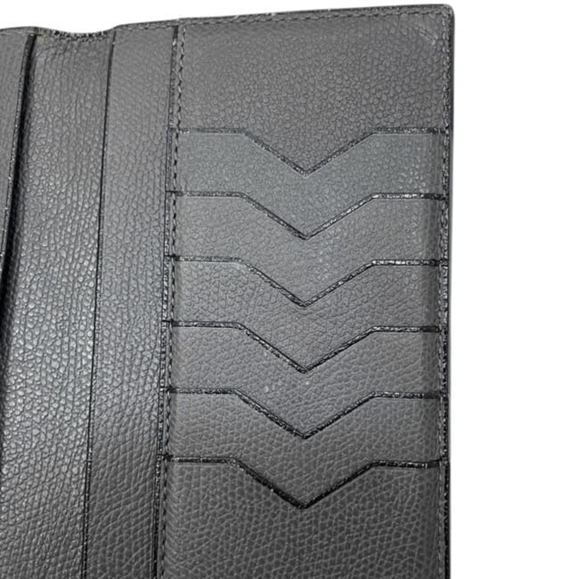 Valextra Gray Leather Long Wallet (Bi-Fold) (Pre-Owned)