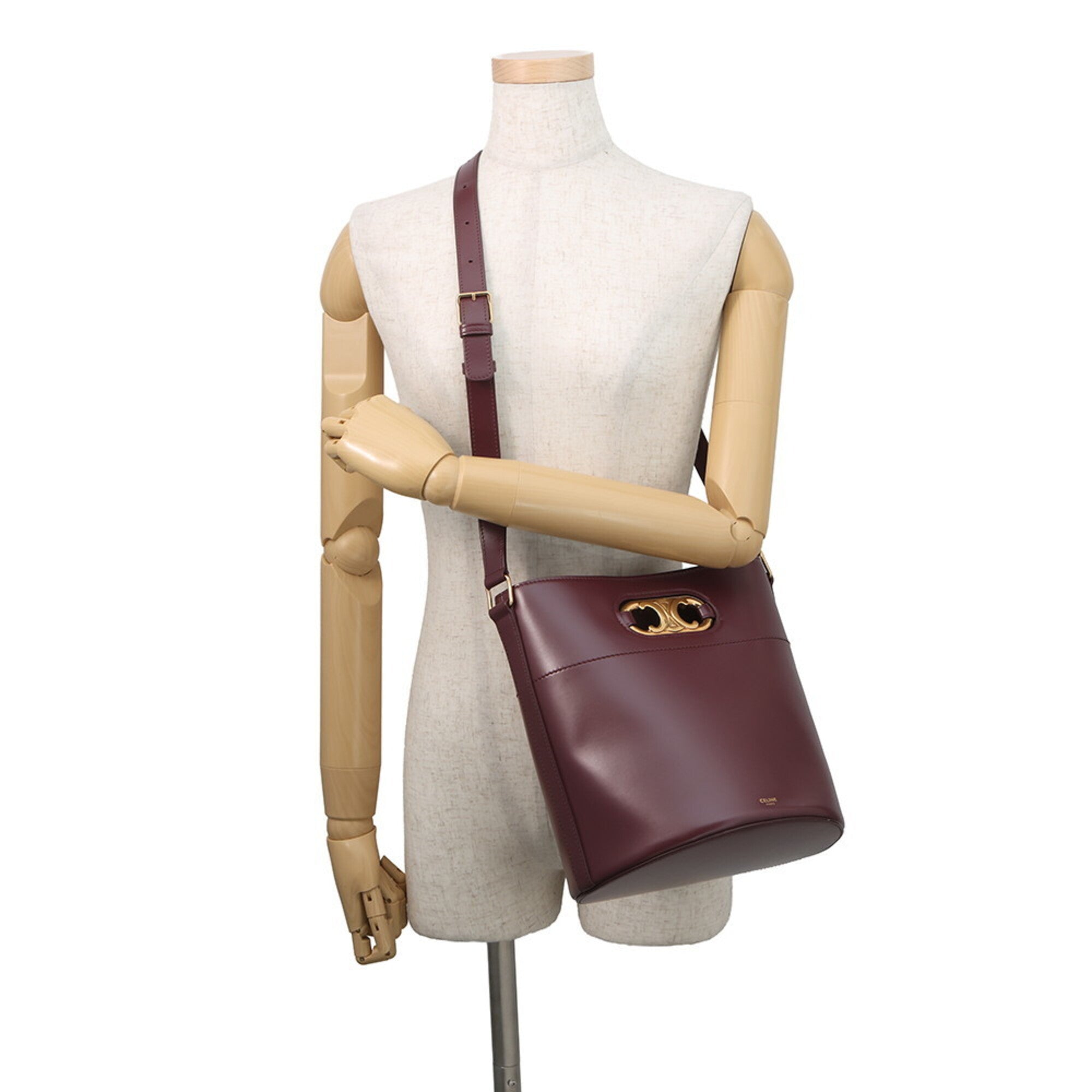 Celine Bordeaux Leather Handbag Shoulder Bag (Pre-Owned)
