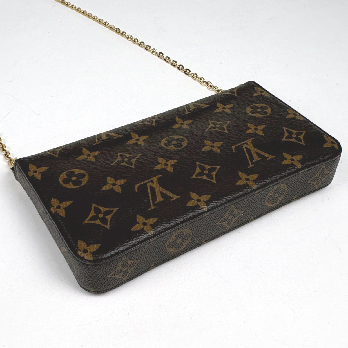 Louis Vuitton Monogram Brown Fuchsia Monogram Clutch Bag Pochette Shoulder Bag (Pre-Owned)