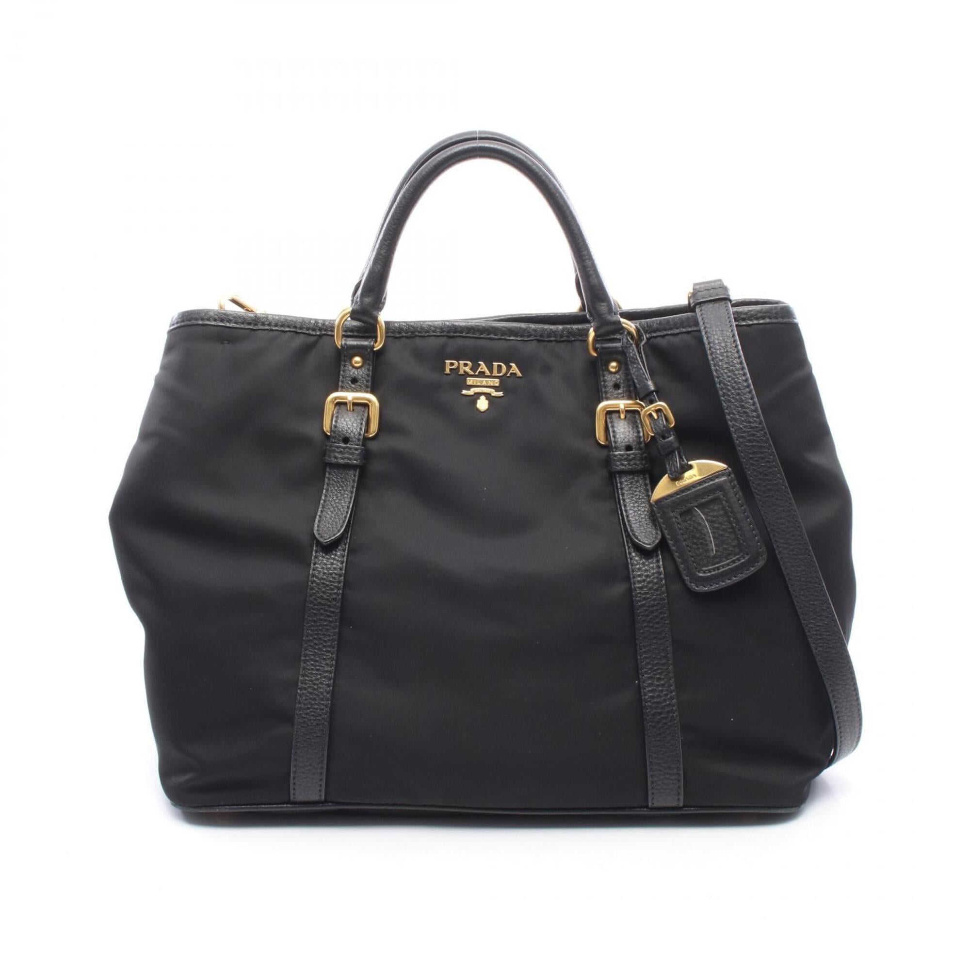 Prada Black Nylon Leather Handbag (Pre-Owned)
