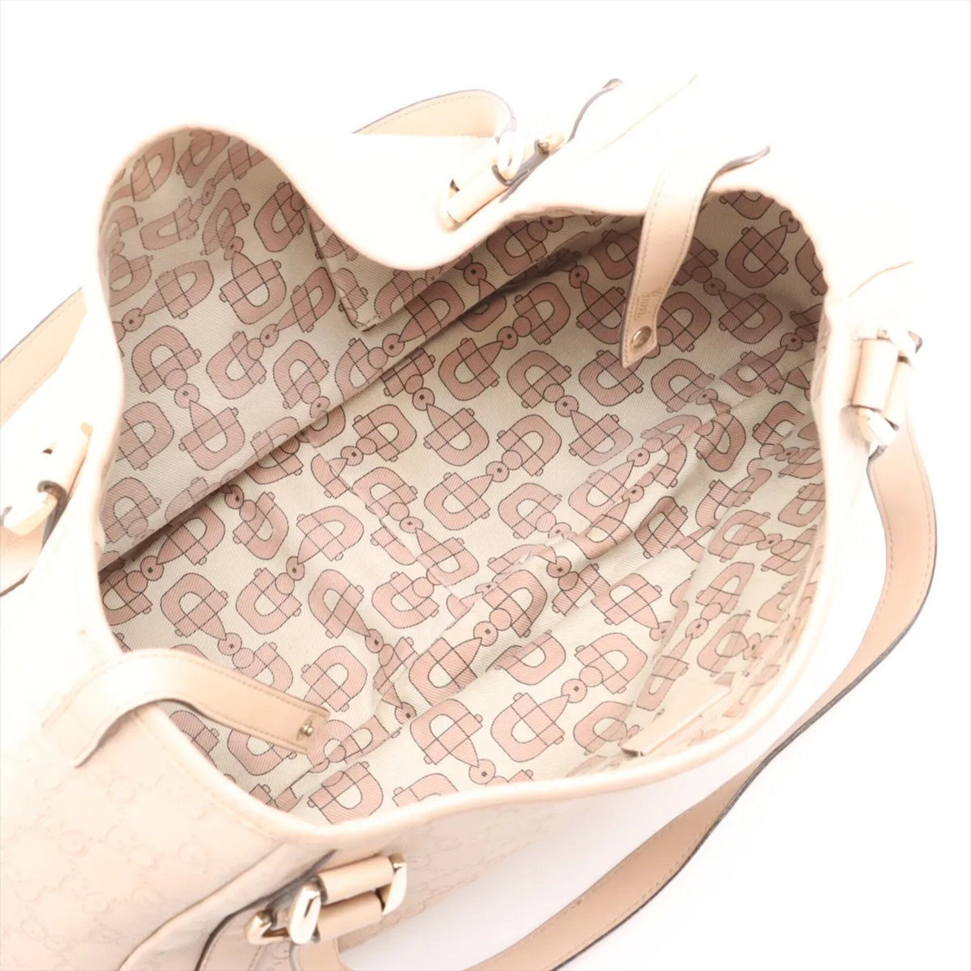 Gucci Pink Beige Leather Handbag Shoulder Bag Tote Bag (Pre-Owned)