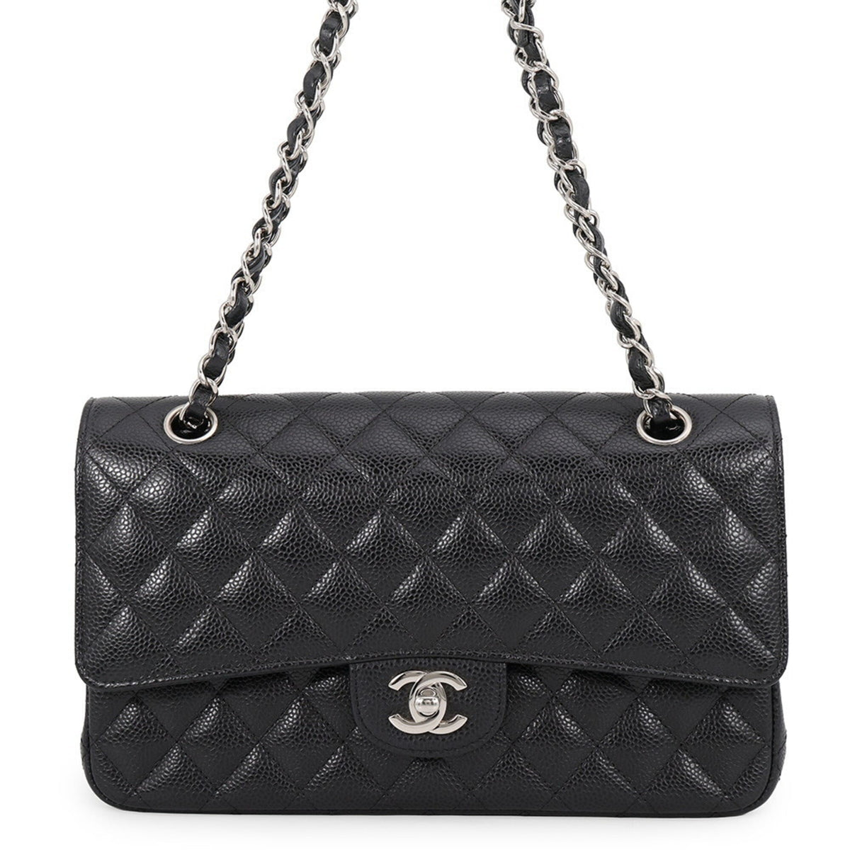 Chanel Matelasse Black Grained Calfskin Handbag Shoulder Bag (Pre-Owned)