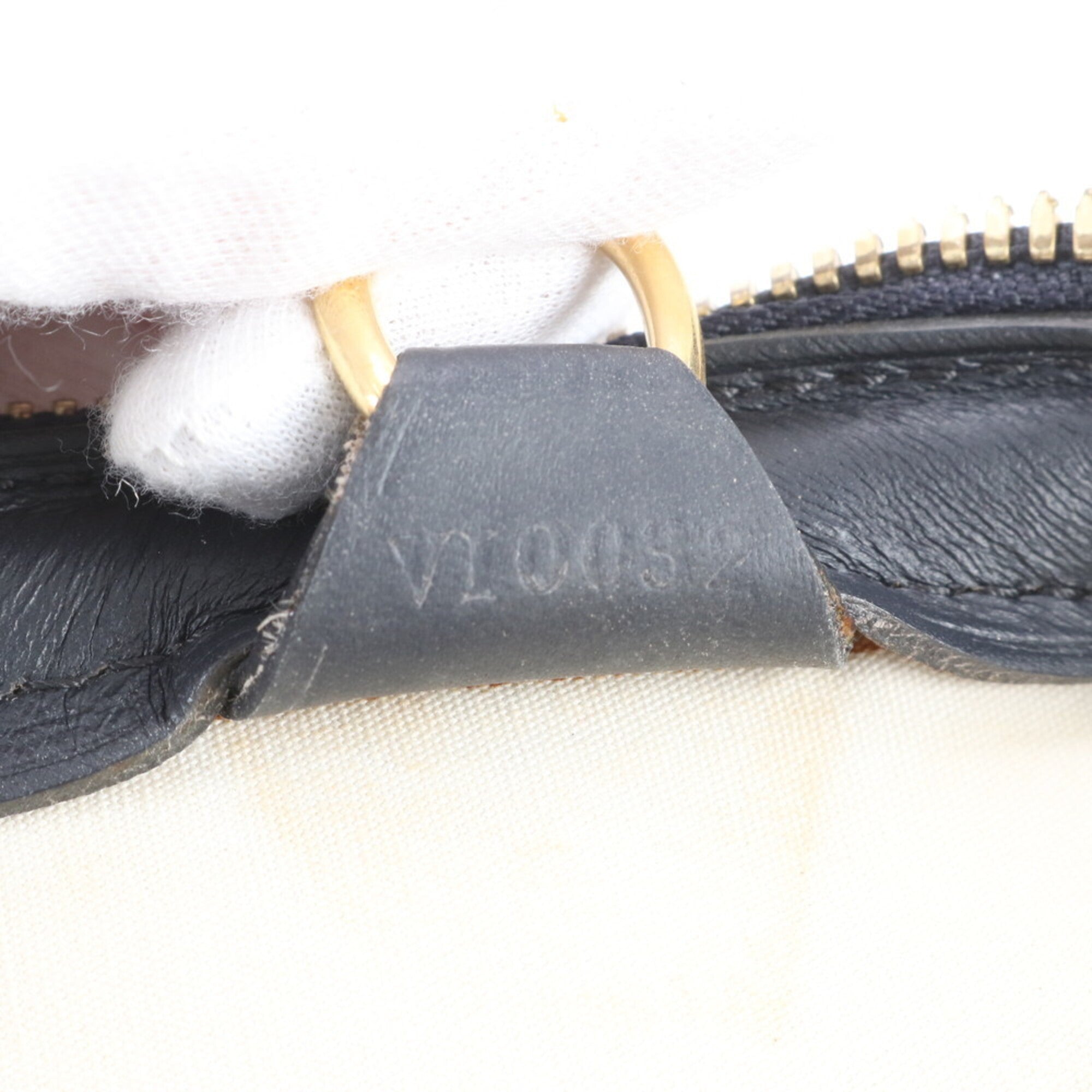 Louis Vuitton Monogram Mini Blue Leather Canvas Handbag Tote Bag (Pre-Owned)