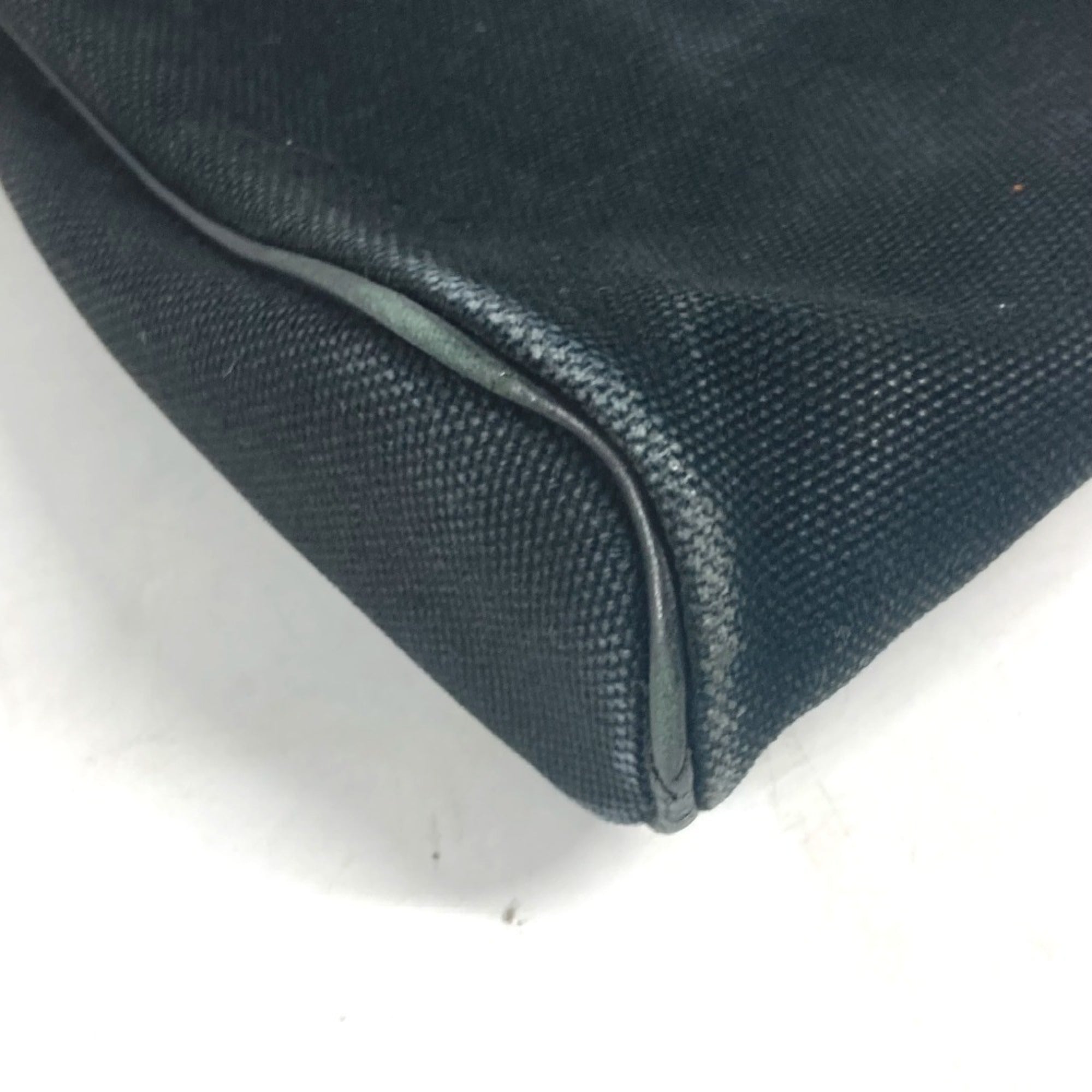 Hermes Black Leather Canvas Handbag Tote Bag (Pre-Owned)