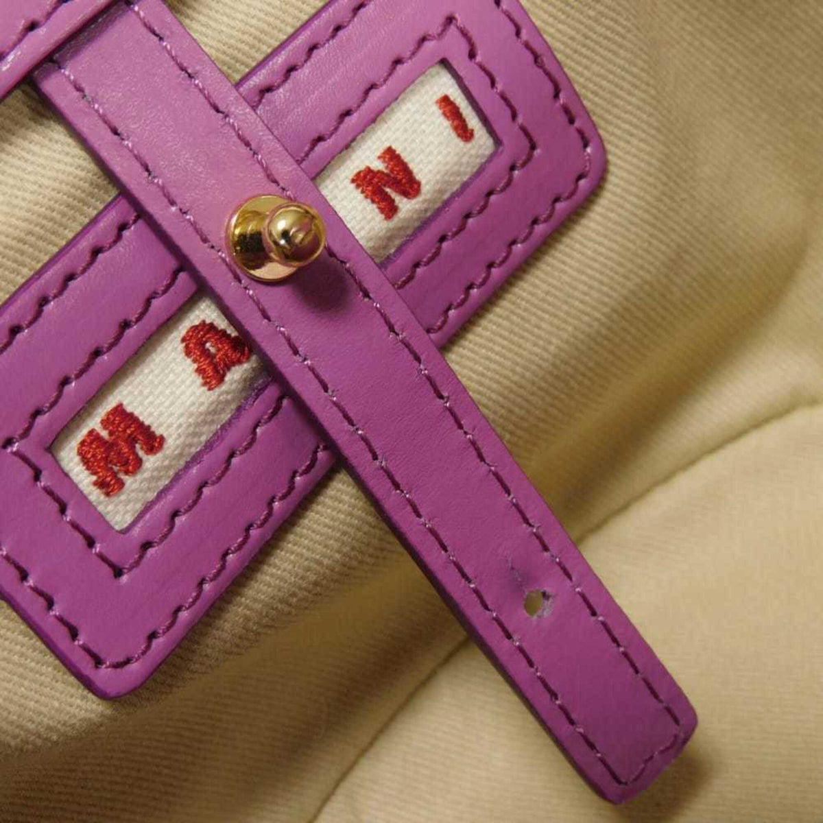 Marni Purple Cotton Leather Handbag Shoulder Bag (Pre-Owned)