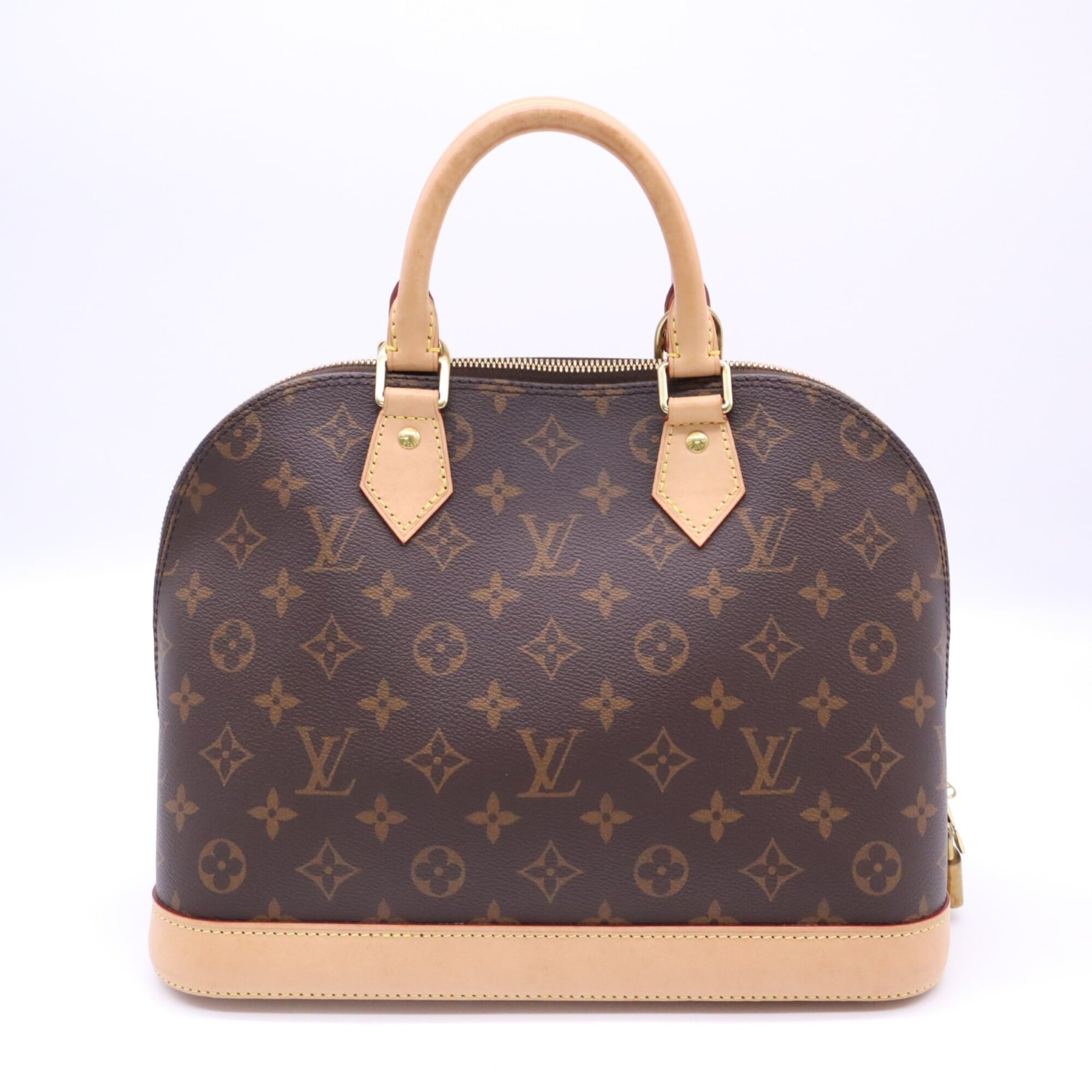 Louis Vuitton Beige Brown Coated Canvas Leather Handbag (Pre-Owned)