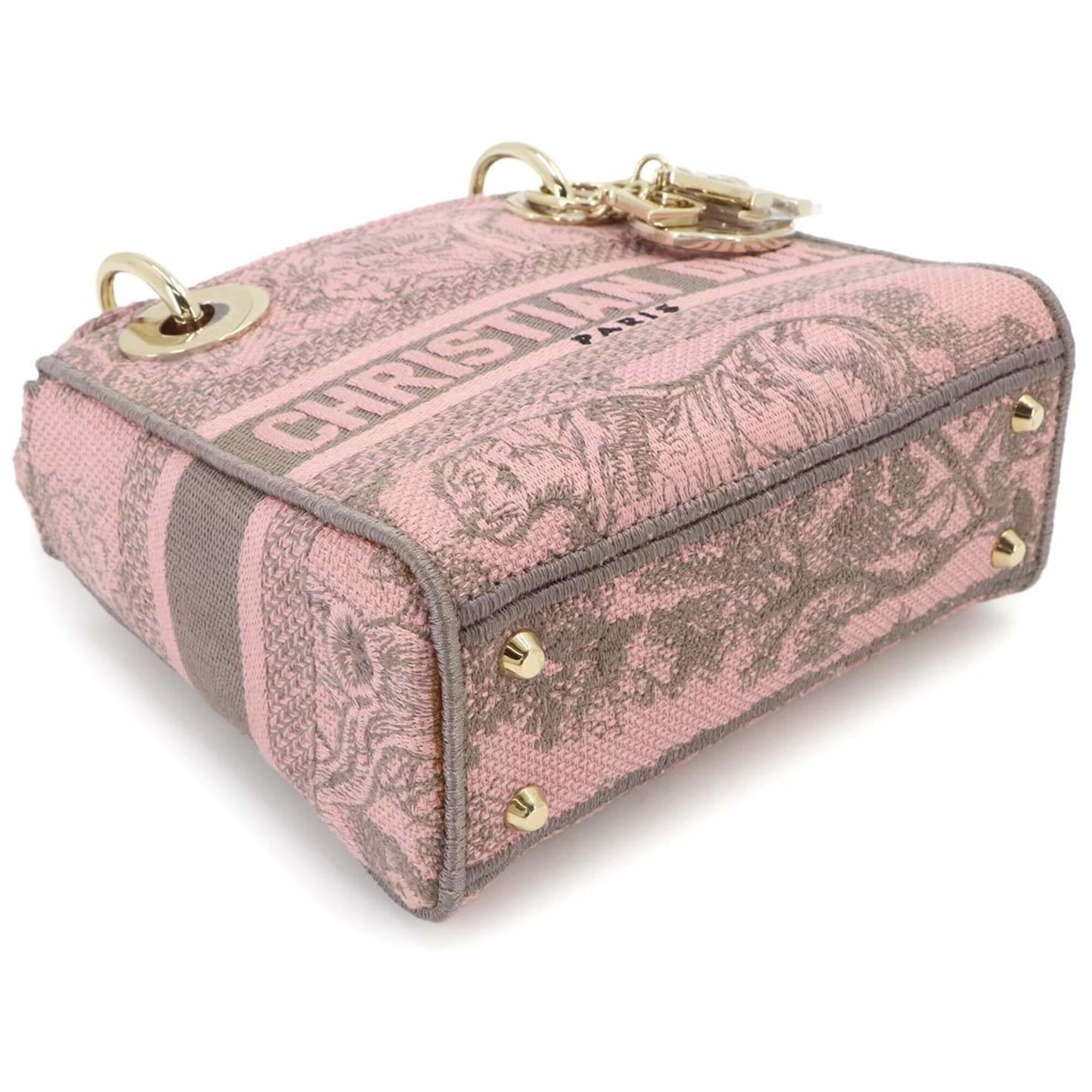 Christian Dior Gray Pink Canvas Handbag (Pre-Owned)